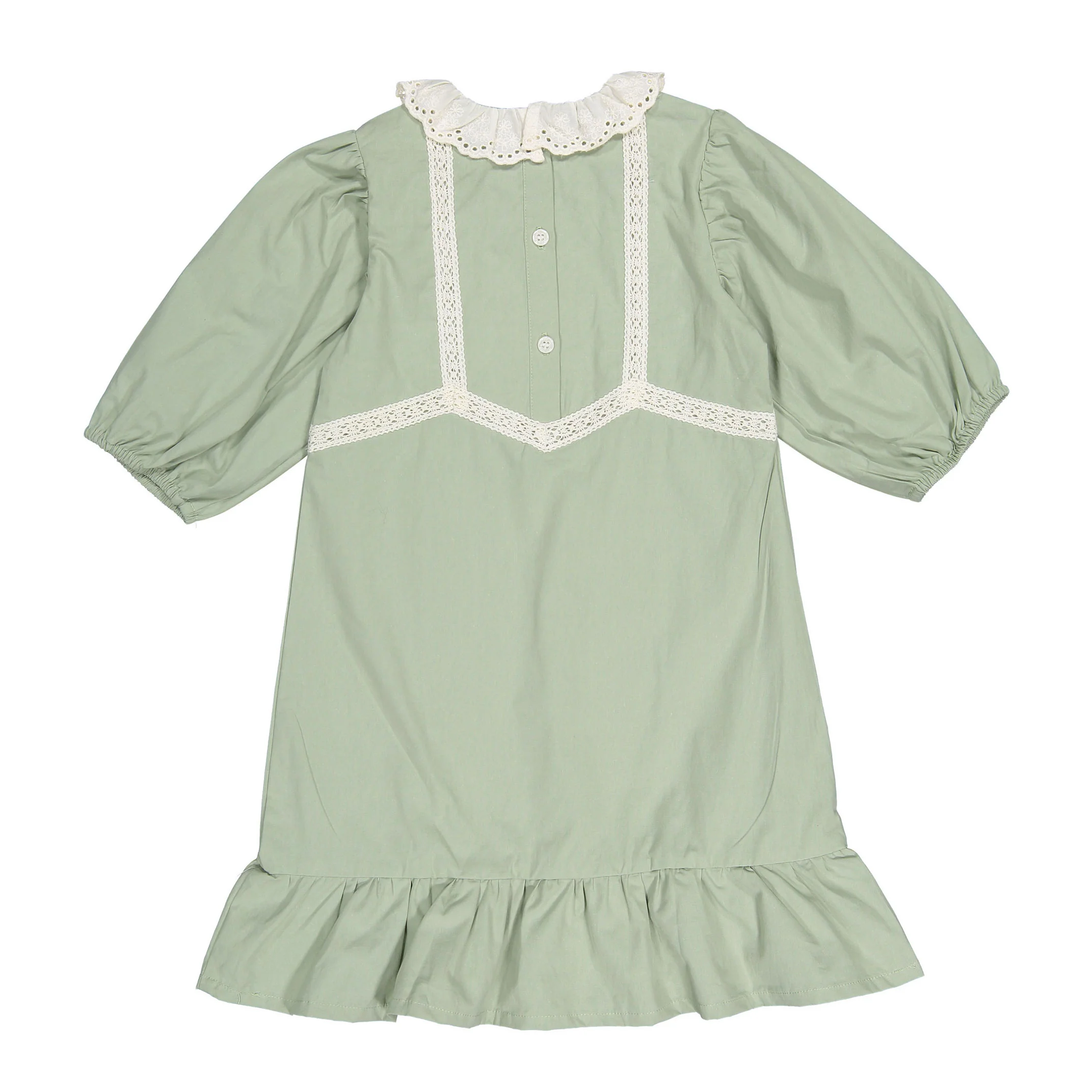 1984 Sage Rose Embroidered 3/4 Sleeve Dress - Image 2