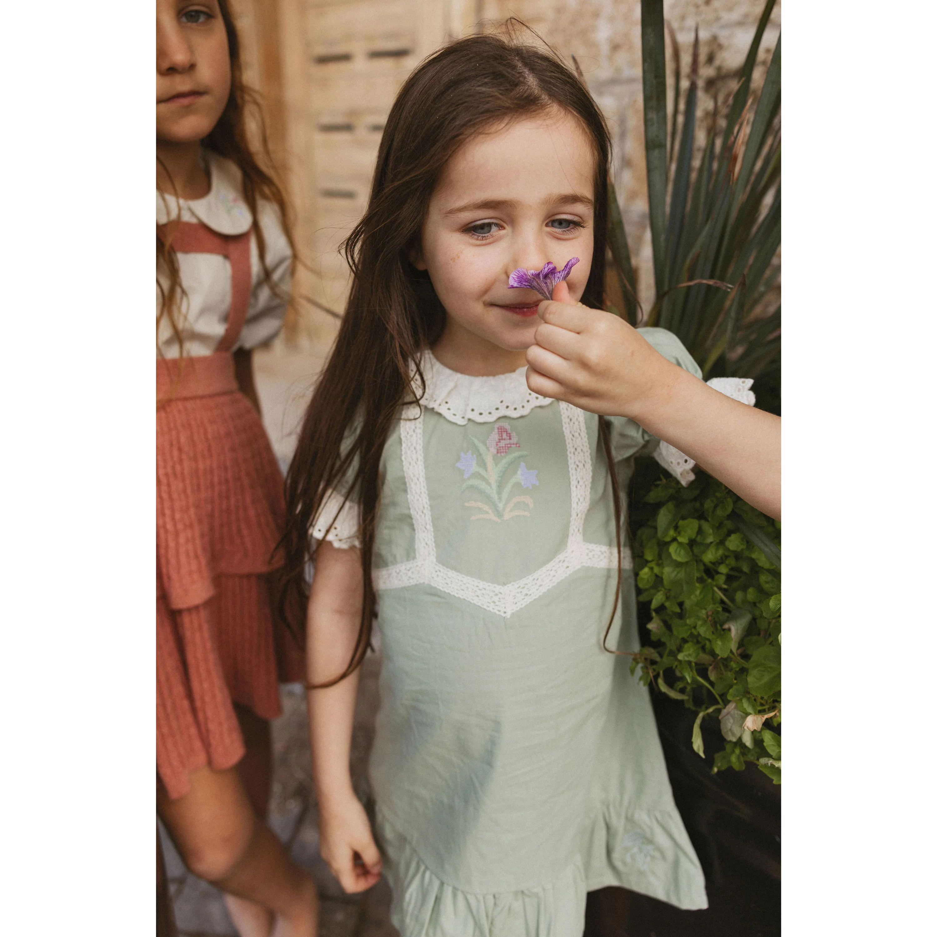 1984 Sage Rose Embroidered Dress - Image 2