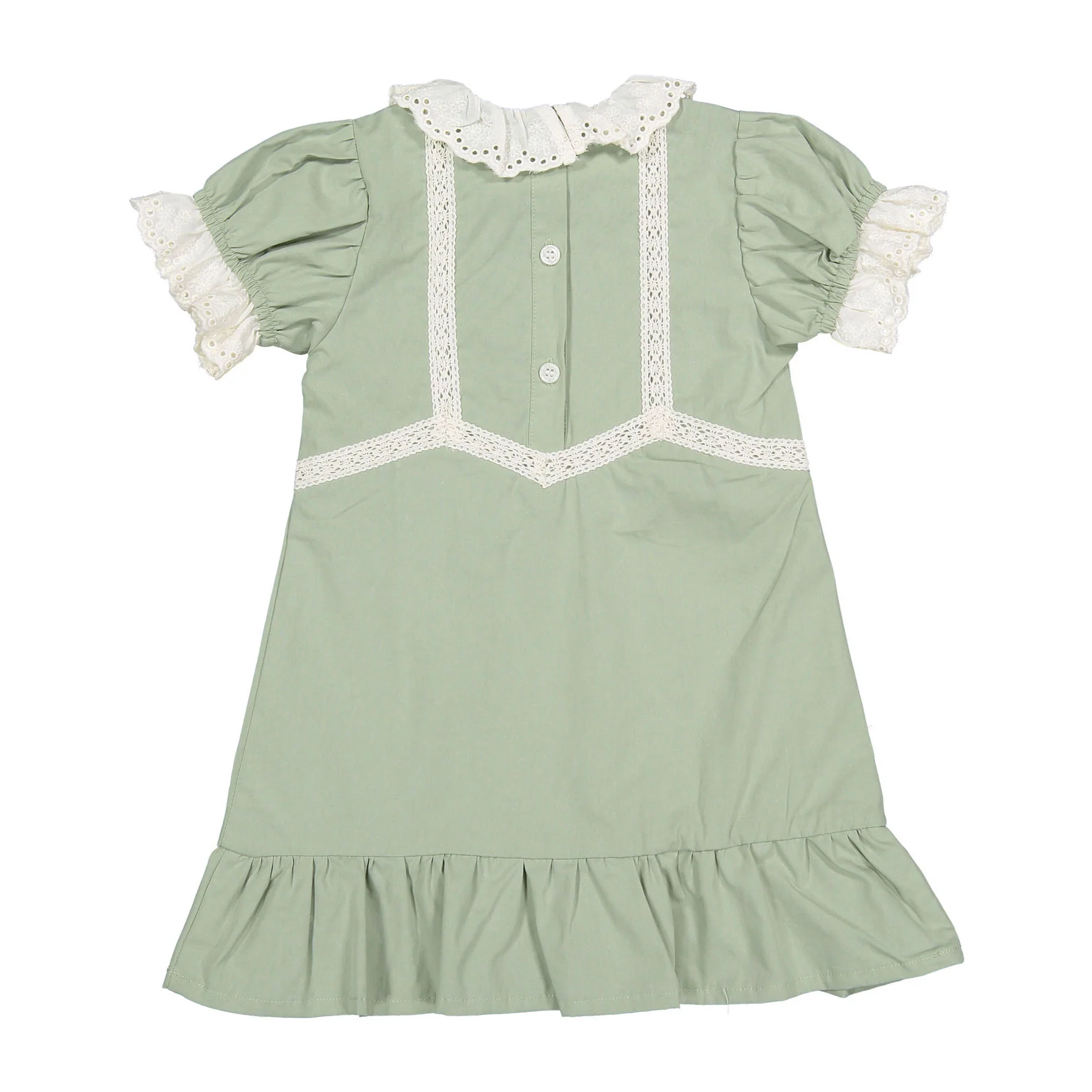 1984 Sage Rose Embroidered Dress - Image 3