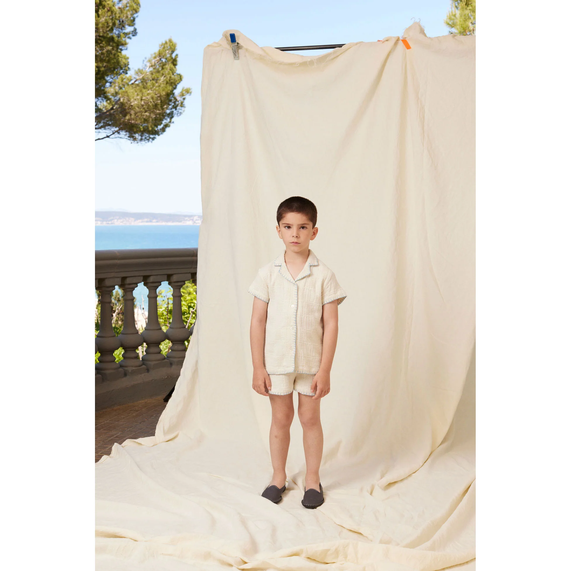 Bebe Organic Natural Squares Sky Shirt - Image 2