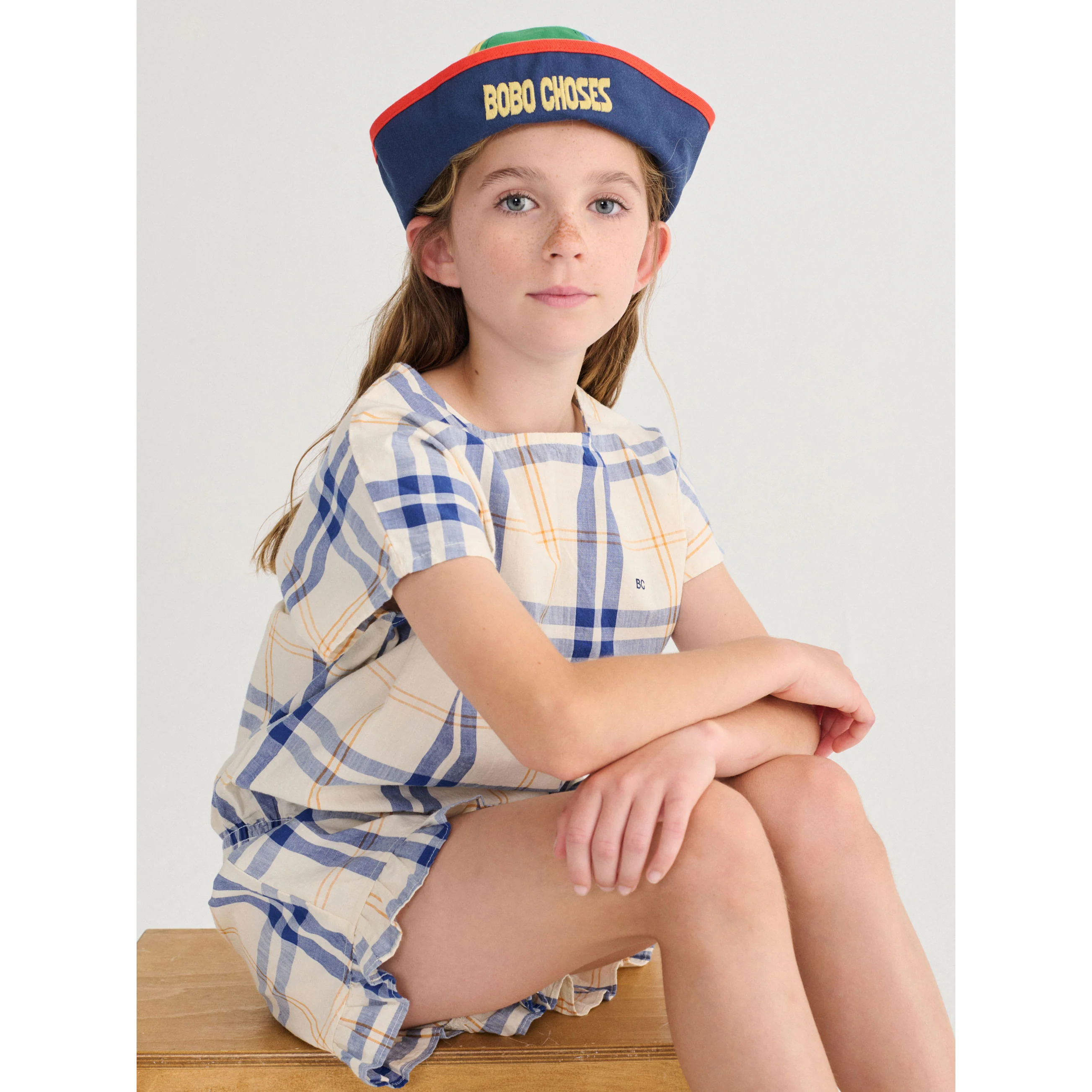 Bobo Choses Off White Fun Tartan Woven Top - Image 5