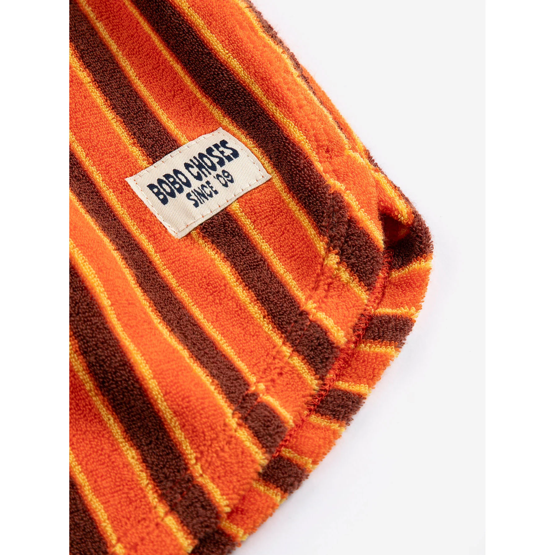 Bobo Choses Orange Striped Brick Terry Cloth Shorts - Image 3
