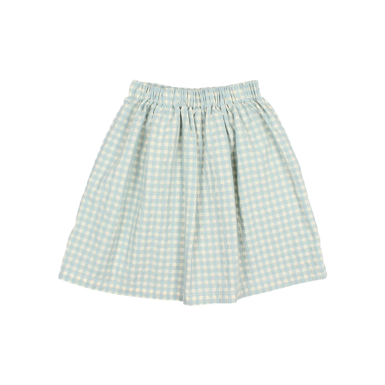 Buho Aqua Gingham Midi Skirt - Image 2