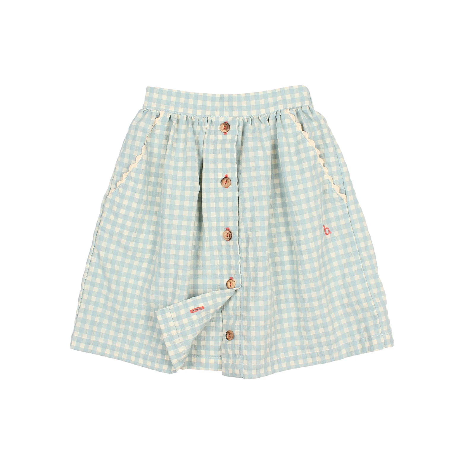 Buho Aqua Gingham Midi Skirt - Image 3