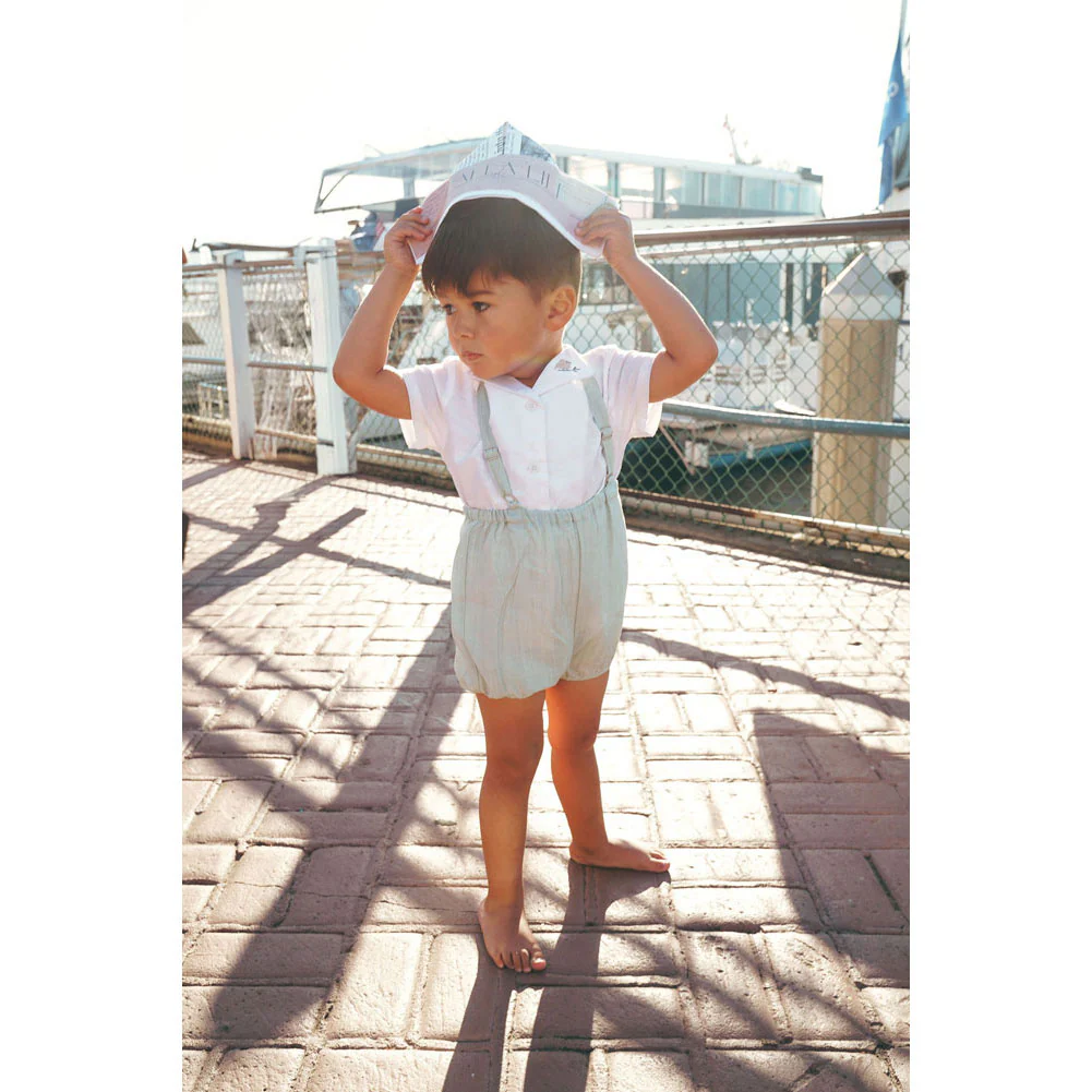 Calla Lili  Blue Sage Linen Romper - Image 2