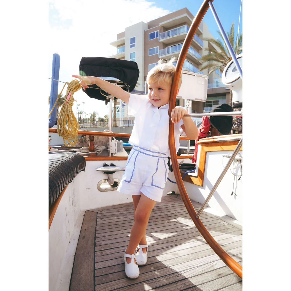 Calla Lili  White/Blue Bermuda Shorts - Image 2