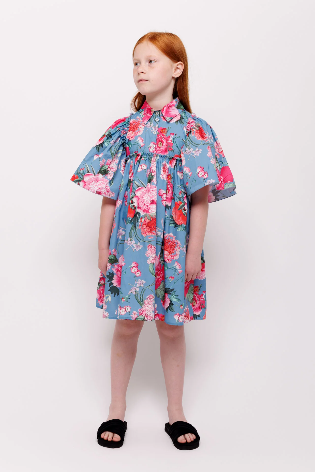Christina Rohde Blue/Pink Flutter Sleeve Dress - Image 2