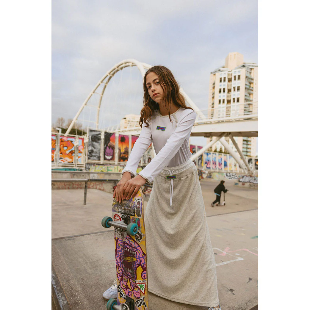 Clubhouse Heather Grey Double Waistband Terry Skirt - Image 3