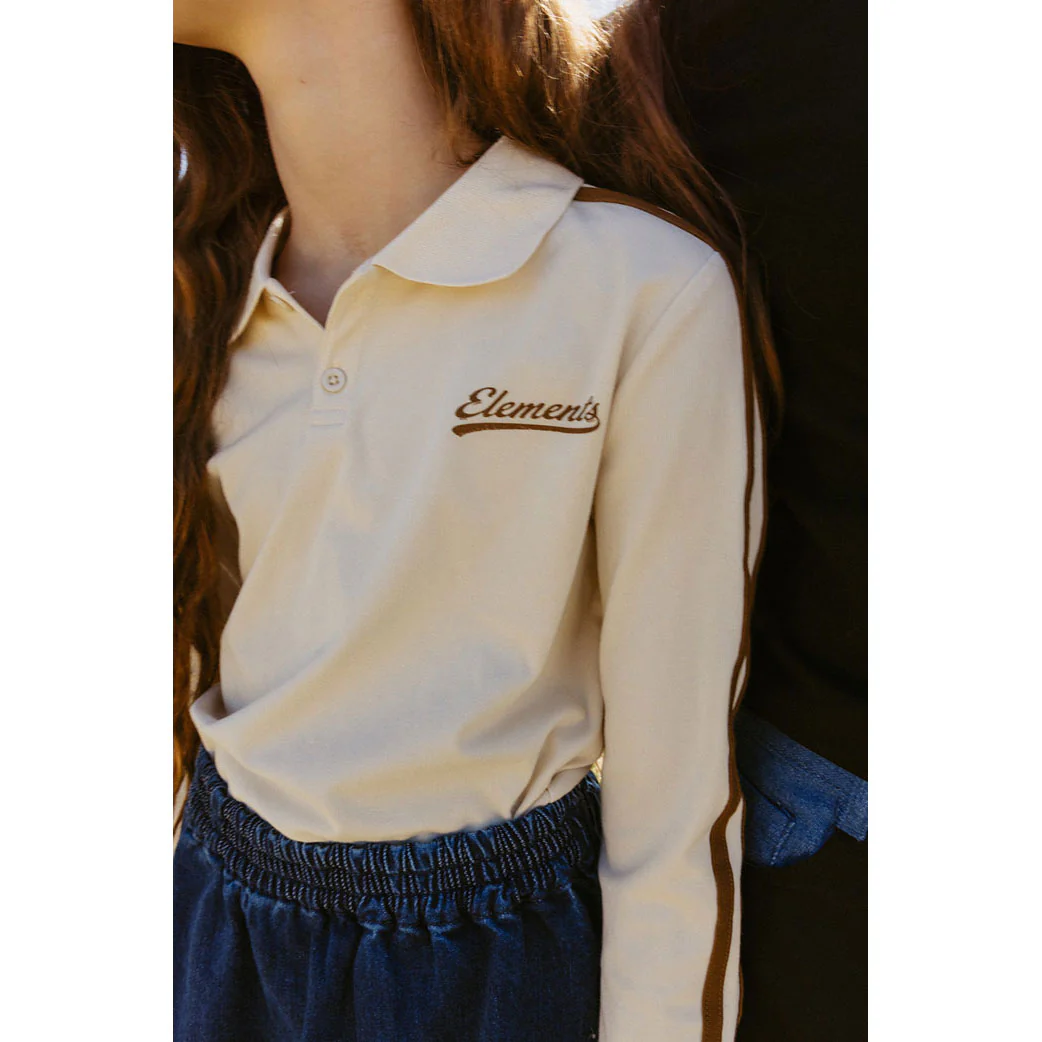 Elements Cream/Taupe Stripe Sleeve Polo - Image 2