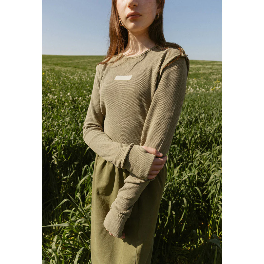 Elements Khaki Grey Seam Waffle Tee - Image 2