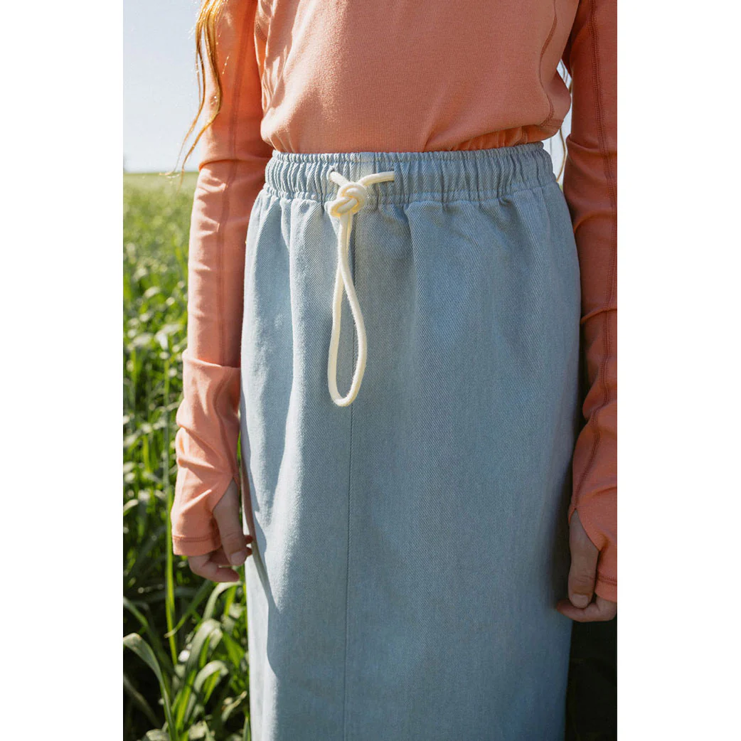 Elements Washed Blue Denim Drawstring Skirt - Image 4