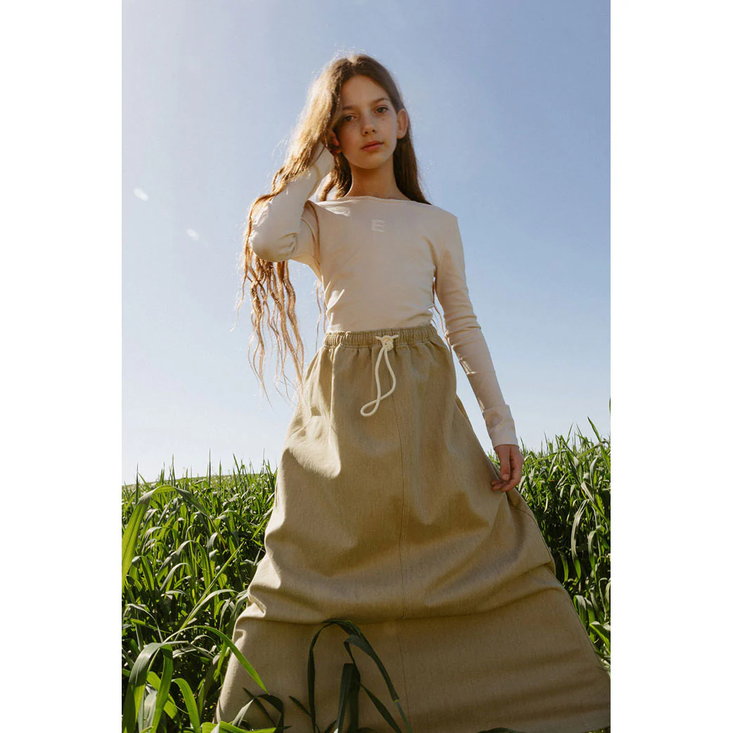 Elements Washed Taupe Denim Drawstring Skirt - Image 2