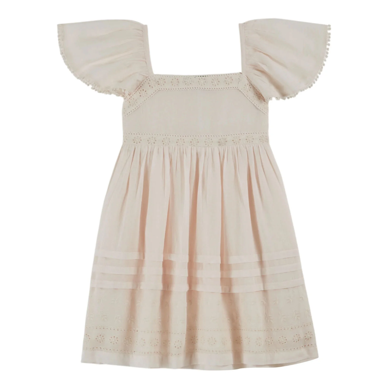 Emile et Ida Cream Embroidered Anglaise Dress - Image 2