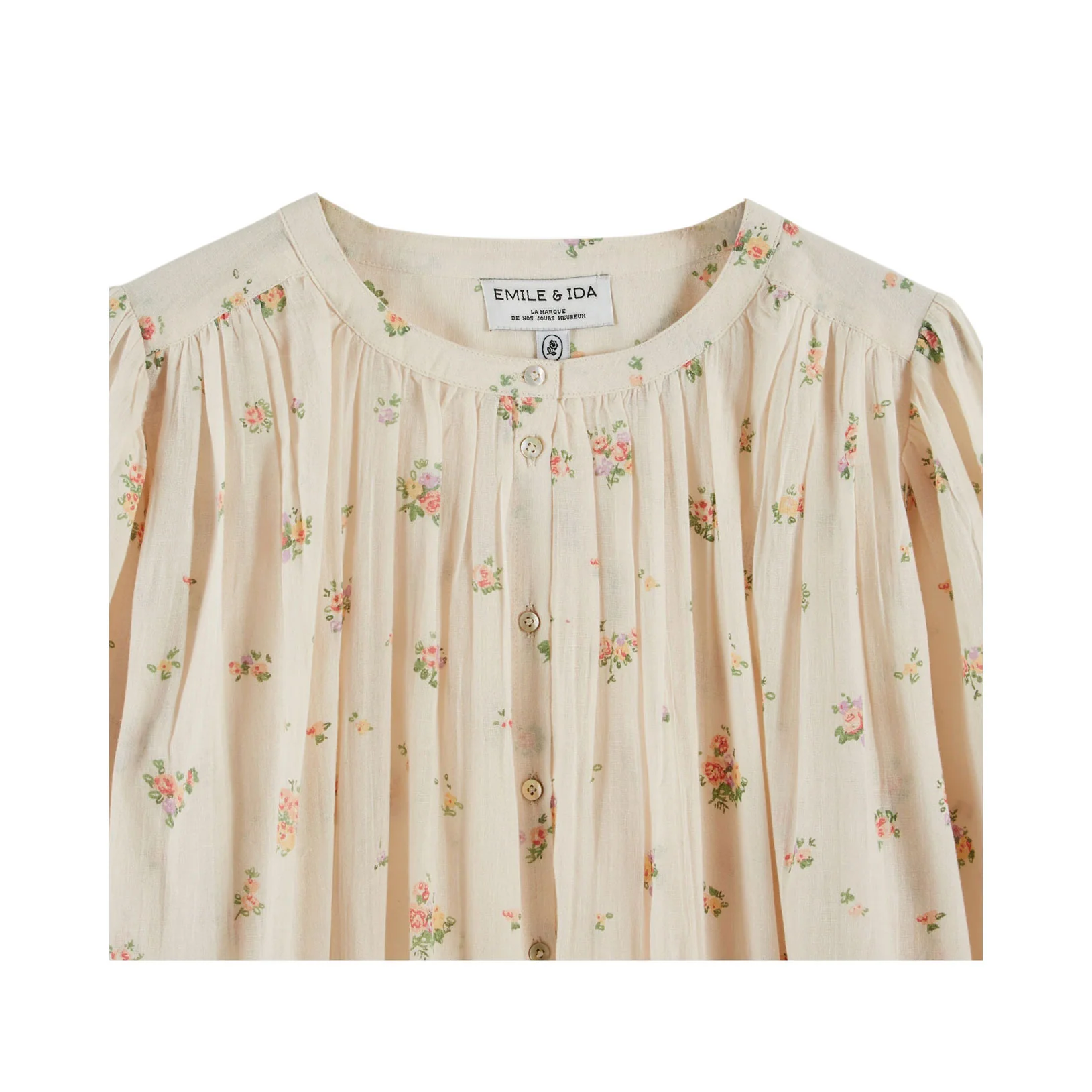 Emile et Ida Cream Rose Print Women Blouse - Image 2