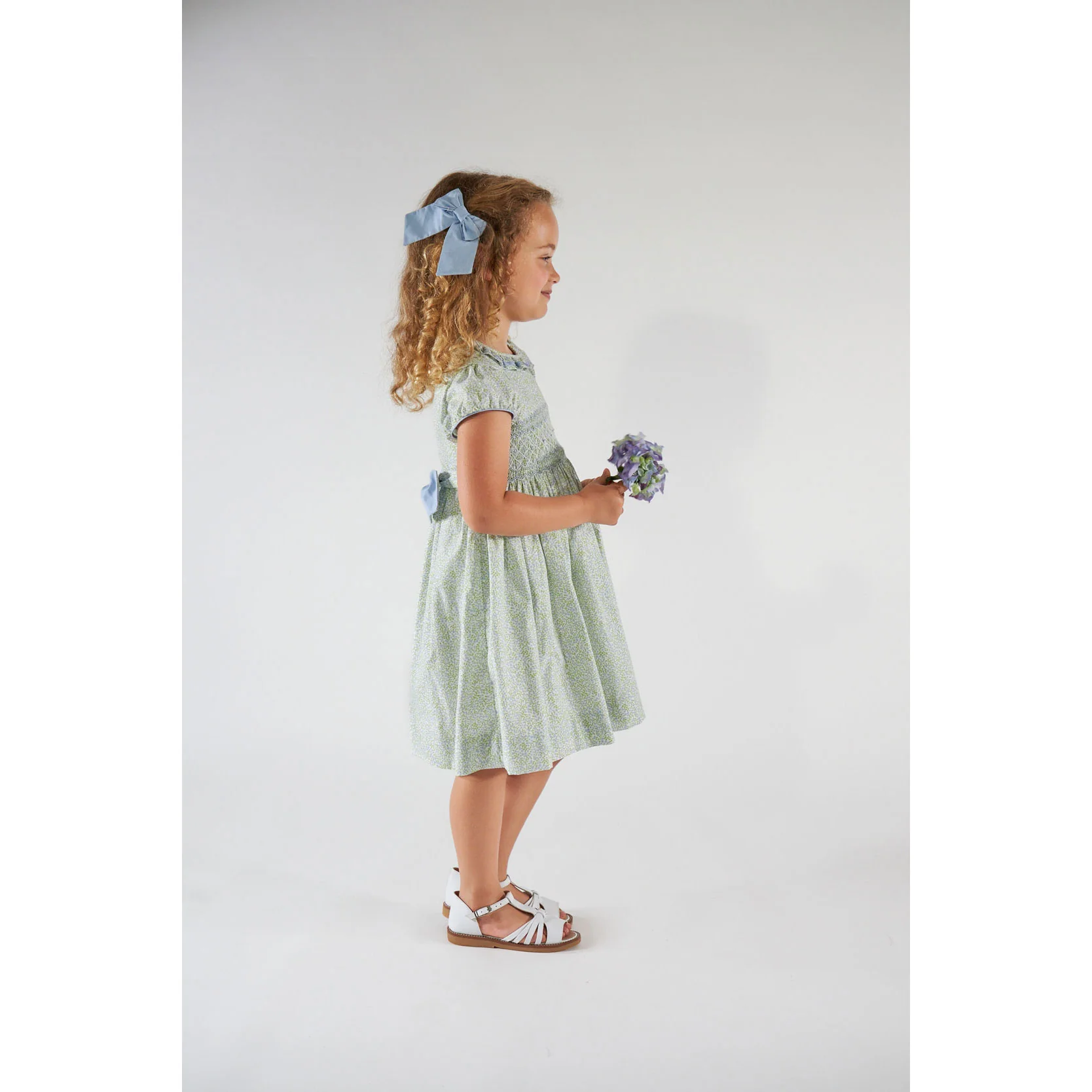 Kidiwi Little Blue Print Hars Smocked Dress - Image 5