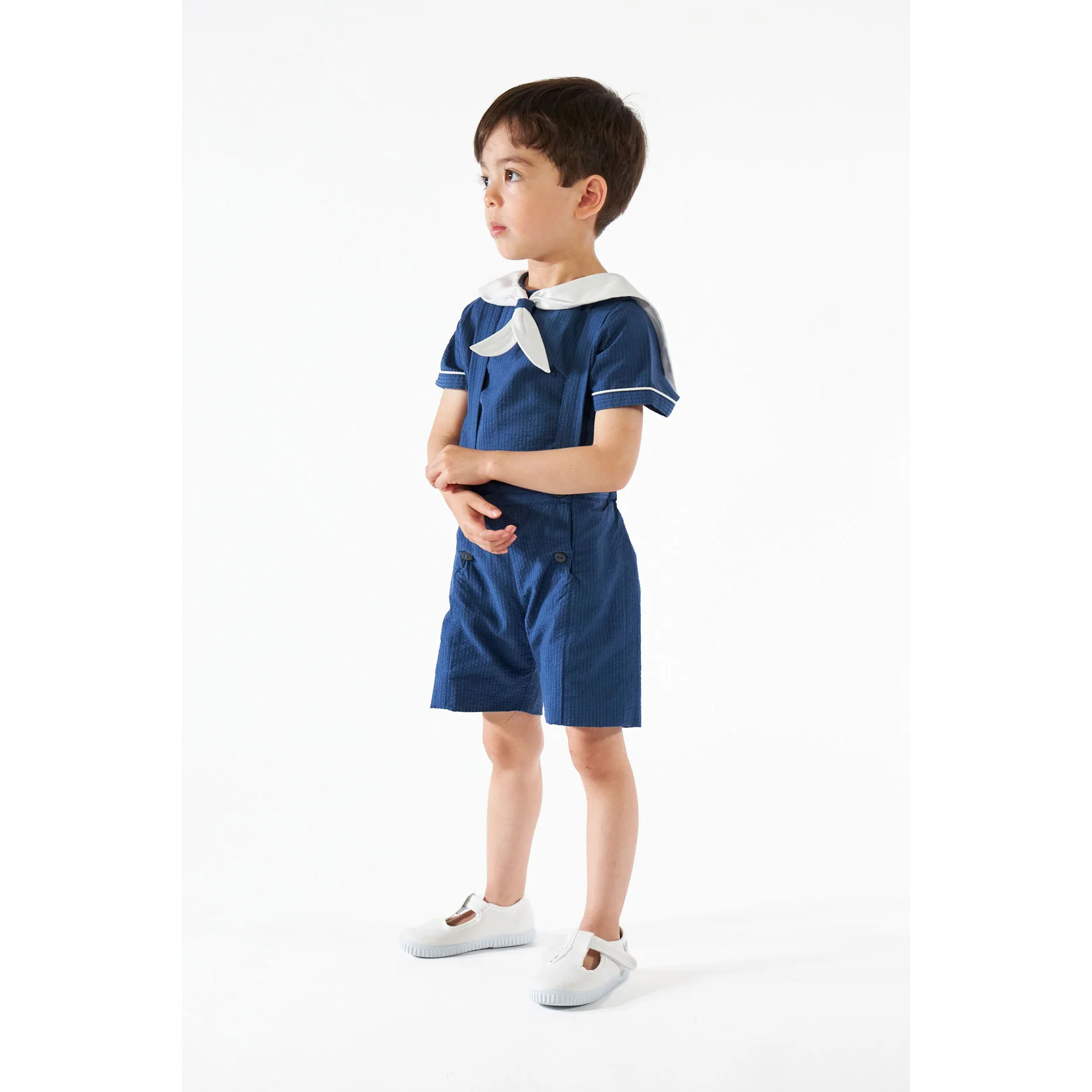 Kidiwi Navy Seersucker Eustache Shirt - Image 2