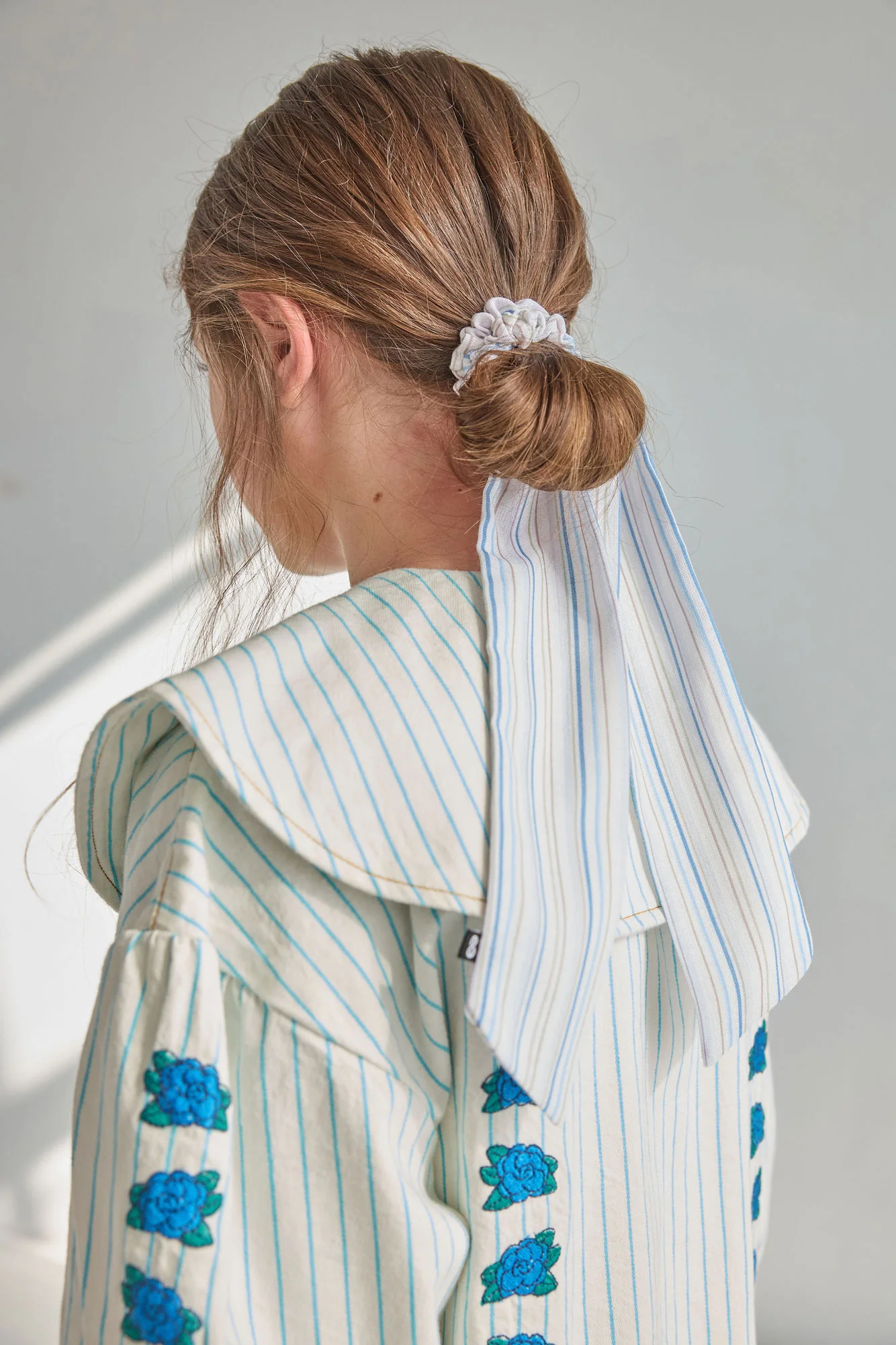 Knot Hairbands  Blue Stripe Coastal Scrunchie - Image 2