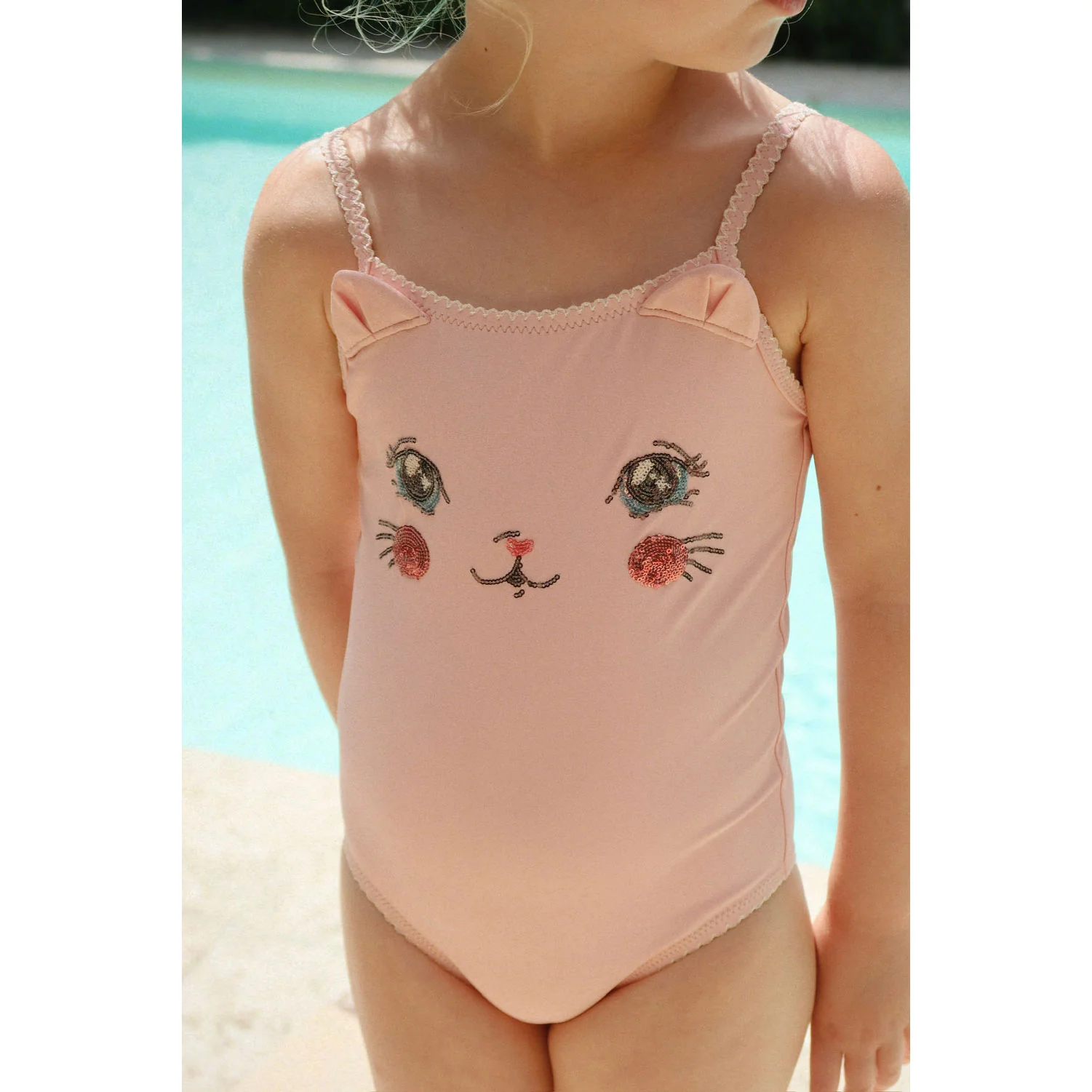 Konges Slojd Powder Pink Kitty Swimsuit - Image 2