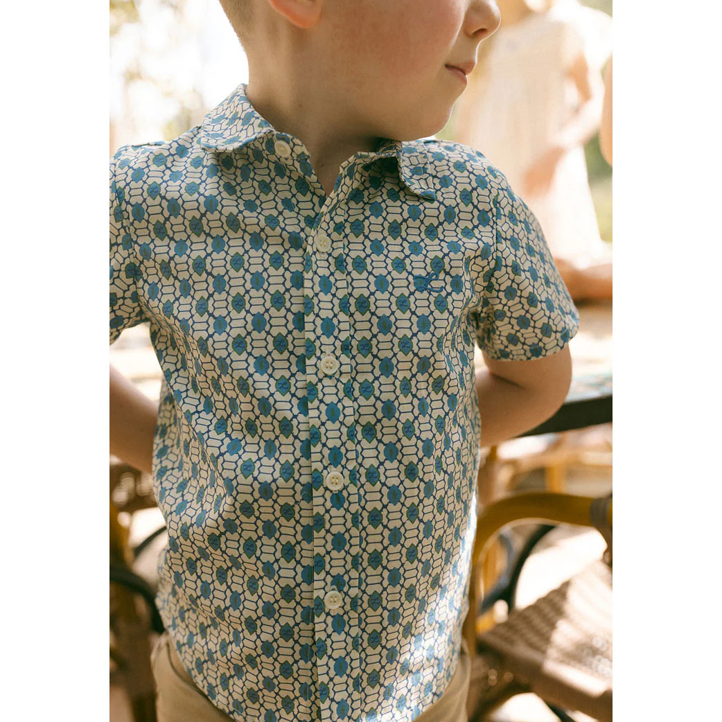 L by Ladida Blue Geo Collar Stretch Shirt - Image 3