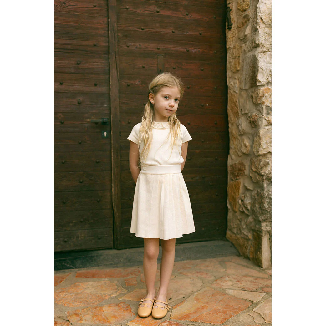 L by Ladida Cream Knit Pleated Skirt - Image 2