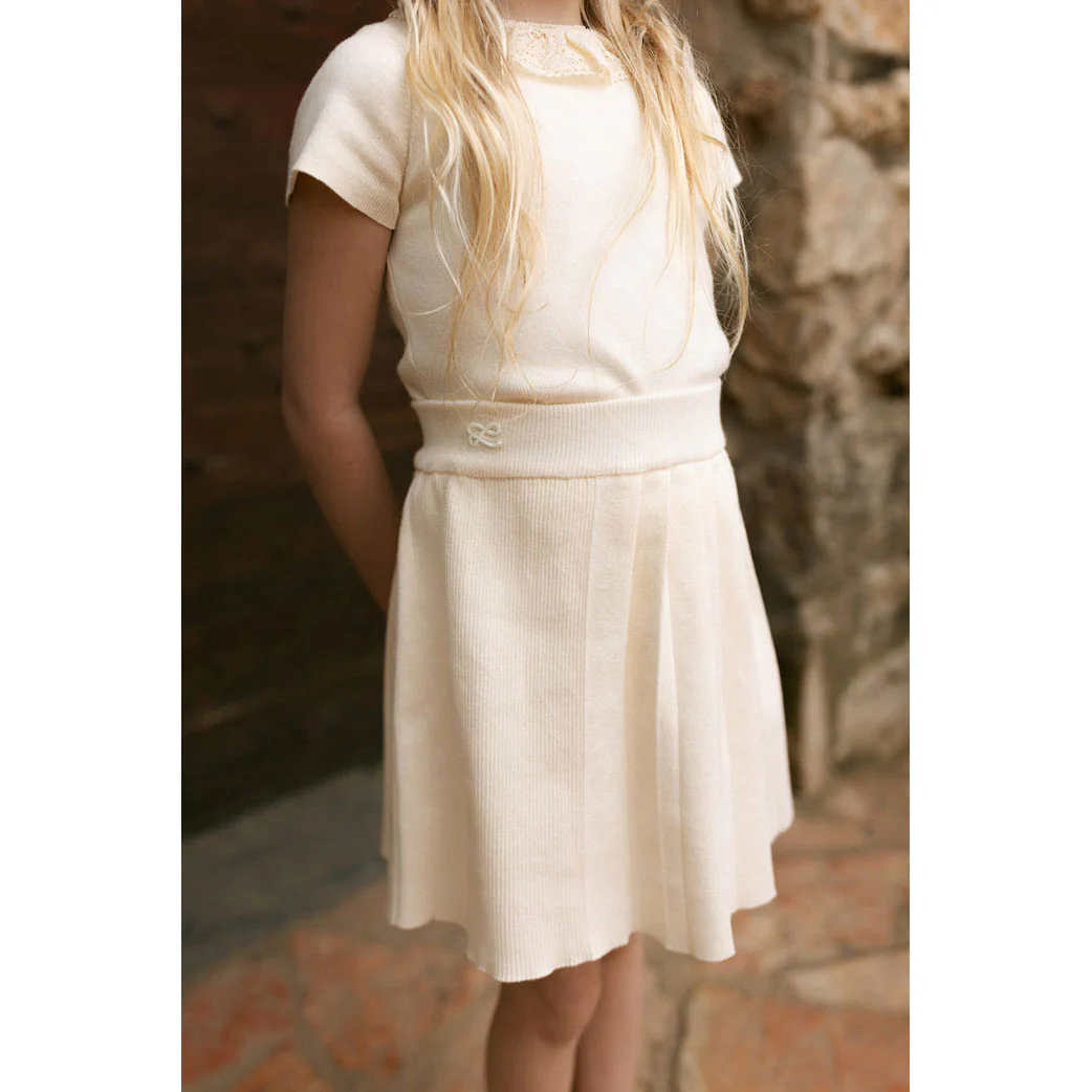 L by Ladida Cream Knit Pleated Skirt - Image 4