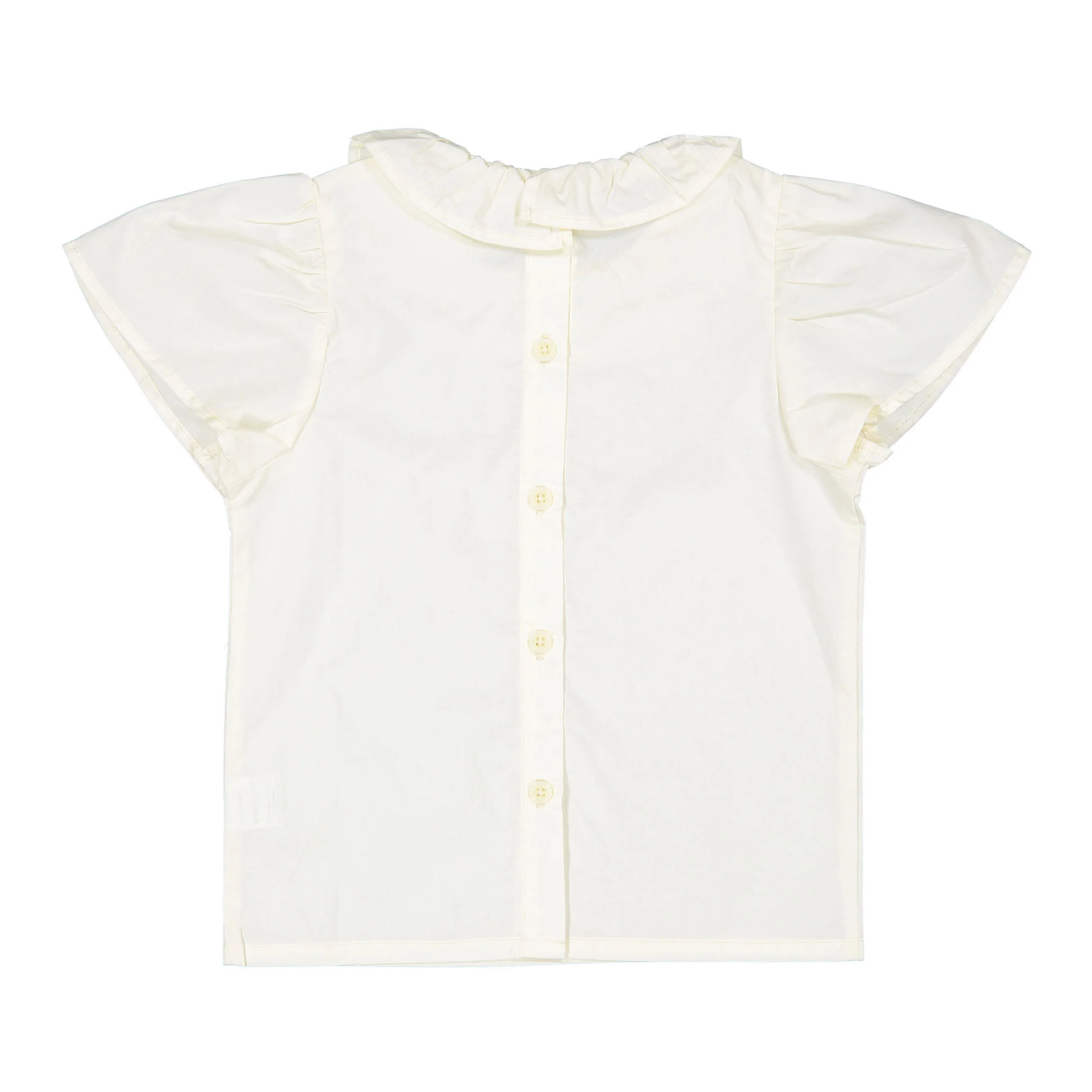L by Ladida Cream Ruffle Collar Short Sleeve  Blouse - Image 3