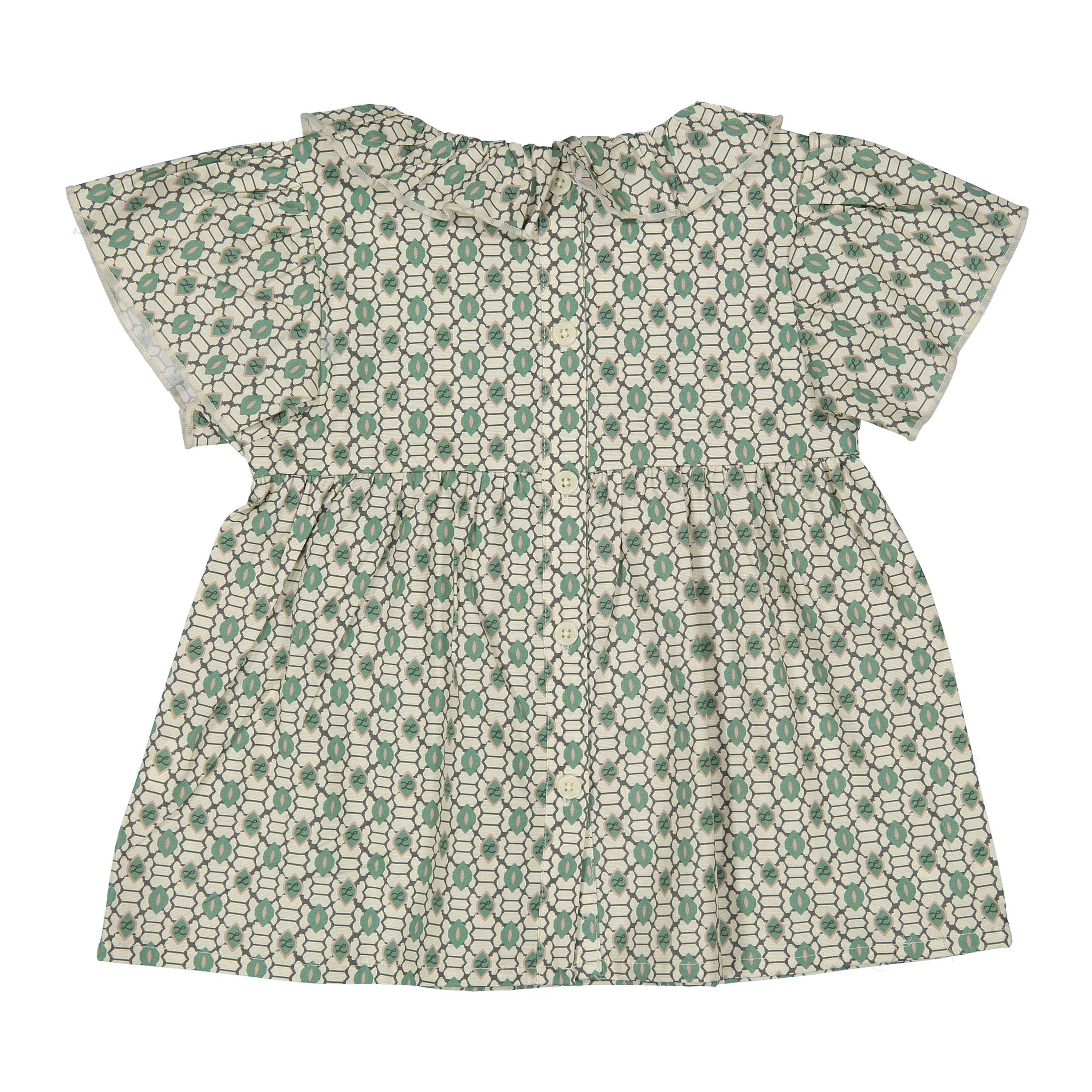 L by Ladida Green Geo Short Flutter Sleeve Blouse - Image 3