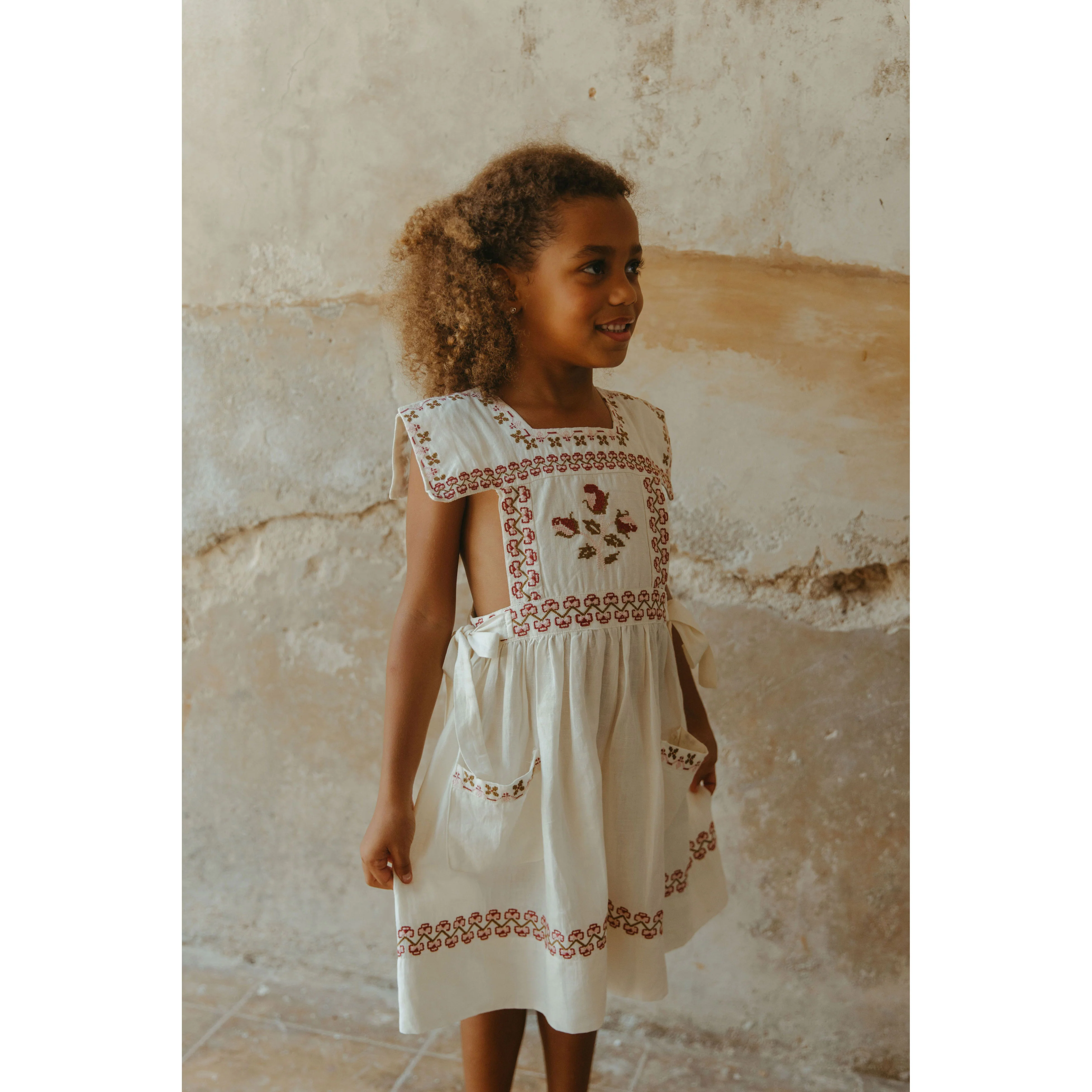 Lali  Antique White Polly Pinafore Dress - Image 2