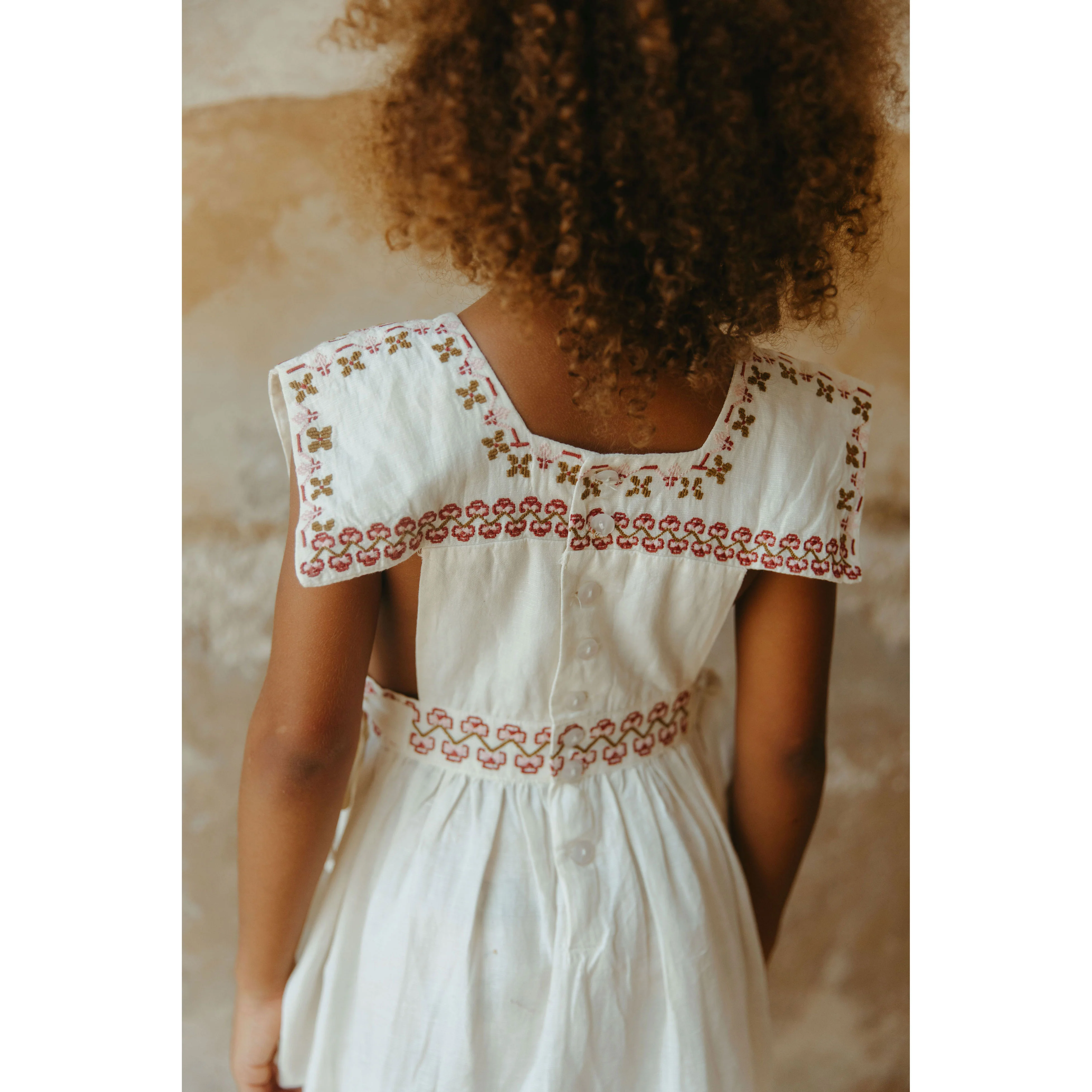 Lali  Antique White Polly Pinafore Dress - Image 3