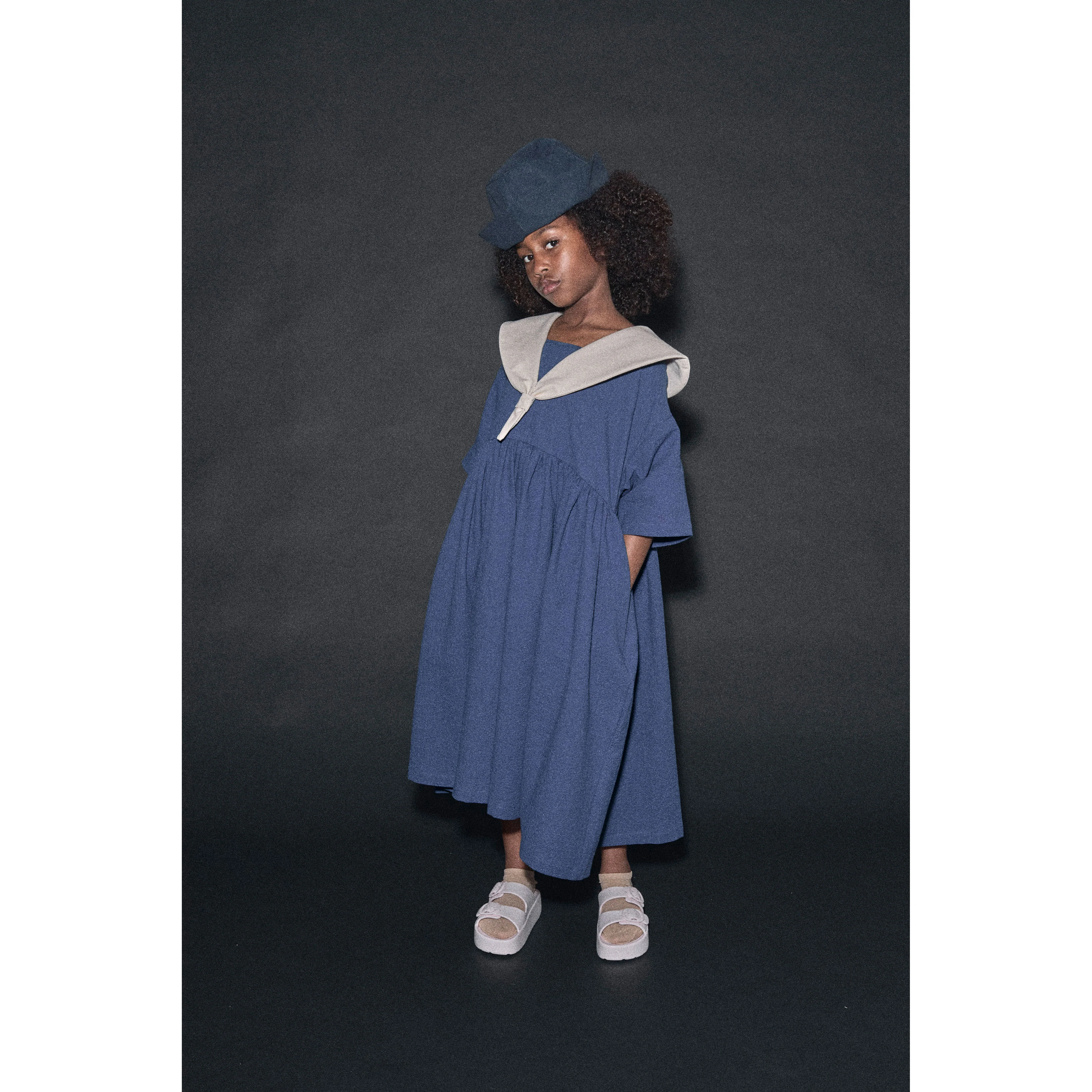 Little Creative Factory  Cream/Dark Blue Cruise Dress - Image 2