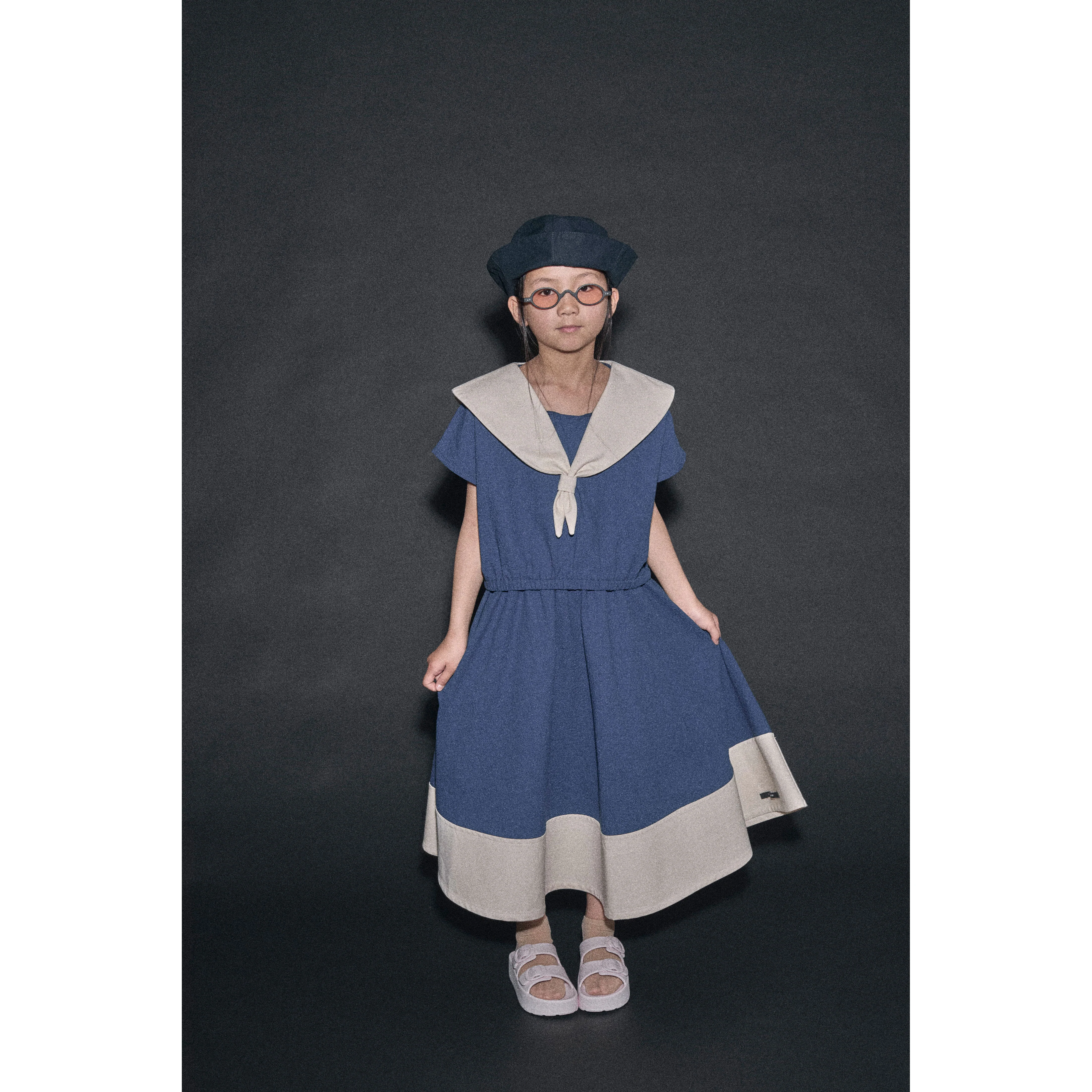 Little Creative Factory  Dark Blue Cruise Collar Top - Image 2