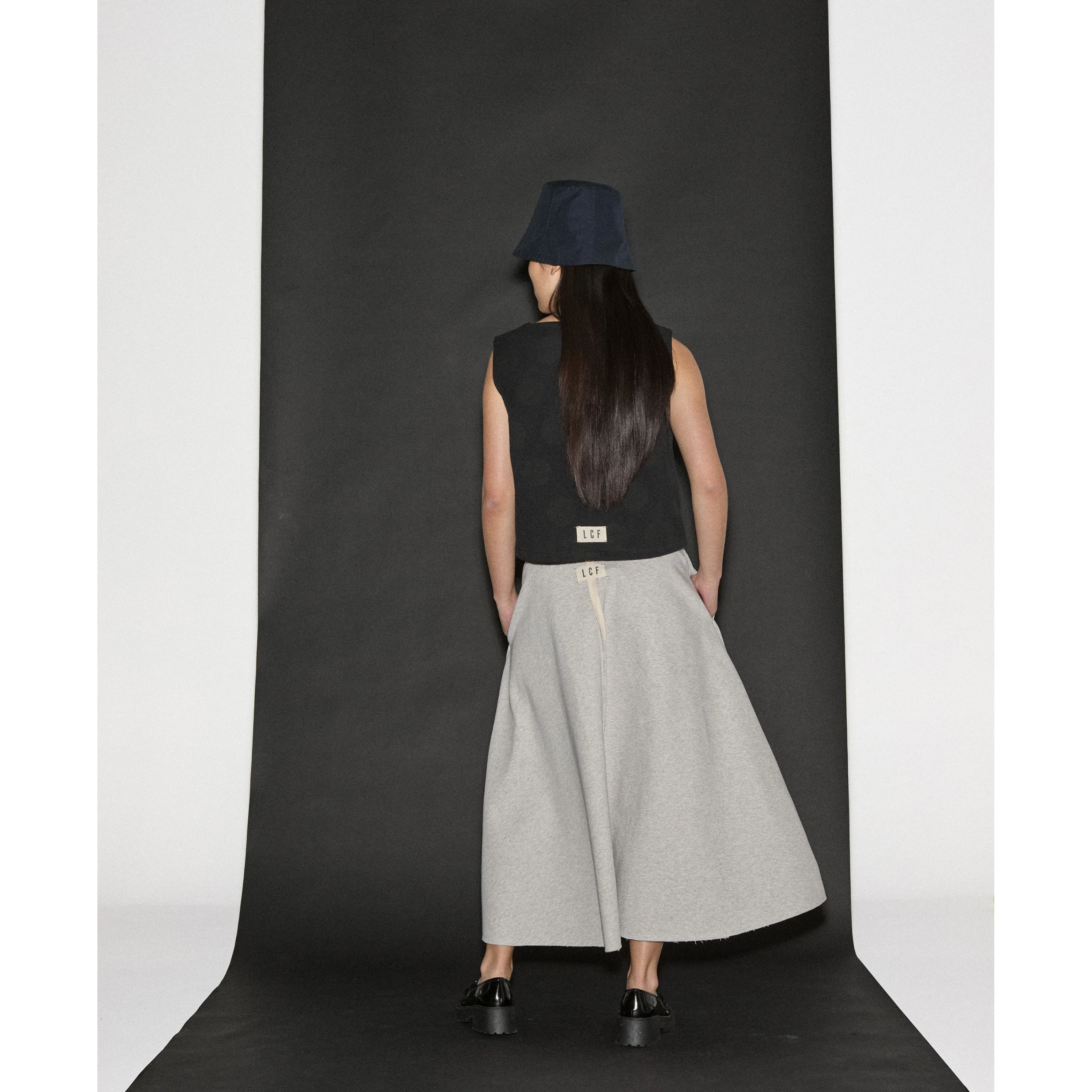 Little Creative Factory  Grey Melange Raw Edge Skirt - Image 3