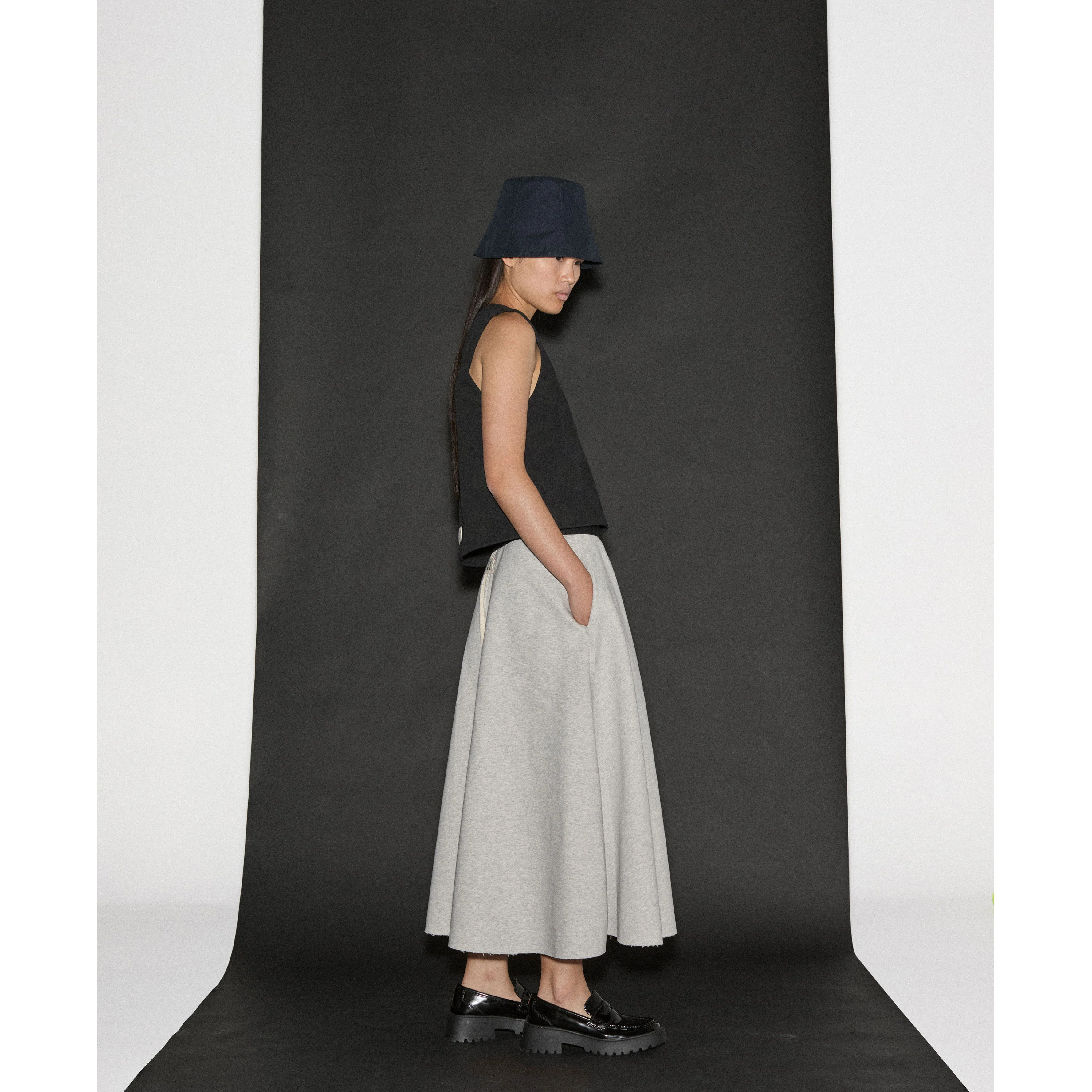 Little Creative Factory  Grey Melange Raw Edge Skirt - Image 4