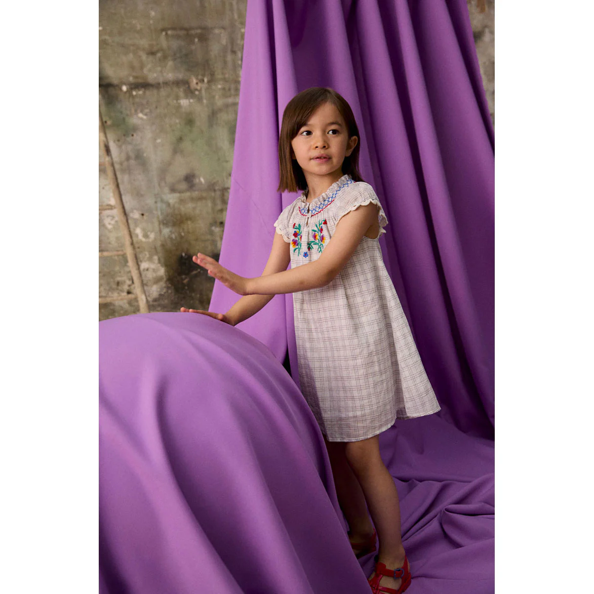 Louise Misha Cream Cruise Checks Edith Dress - Image 4