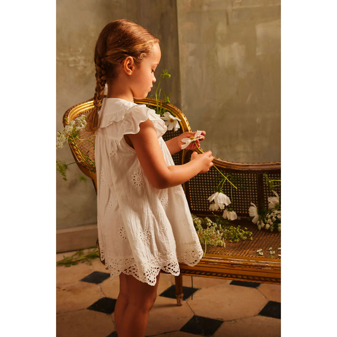 Louise Misha Off White Schiffli Mia Dress - Image 3