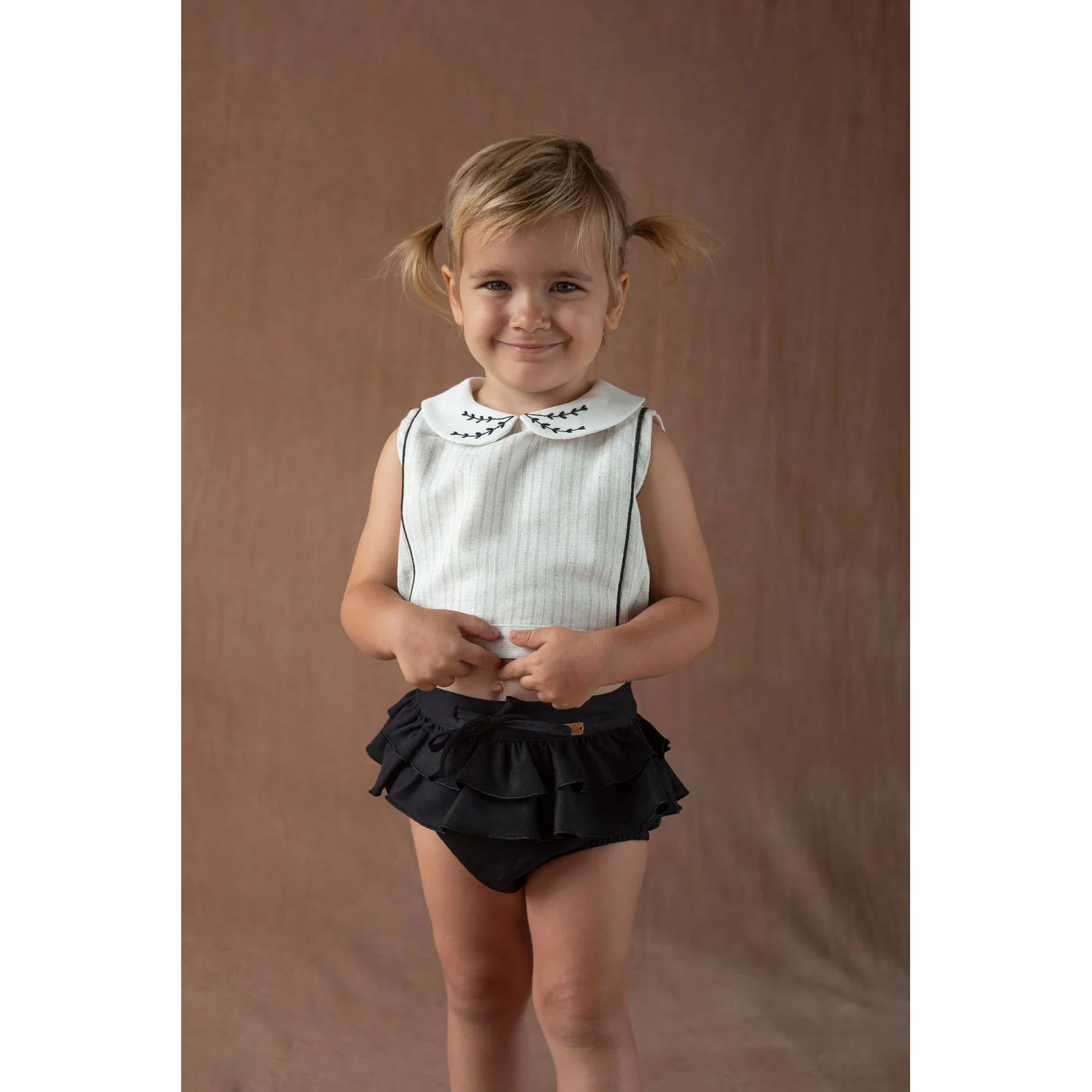 Popelin Black Double Frill Culotte - Image 2