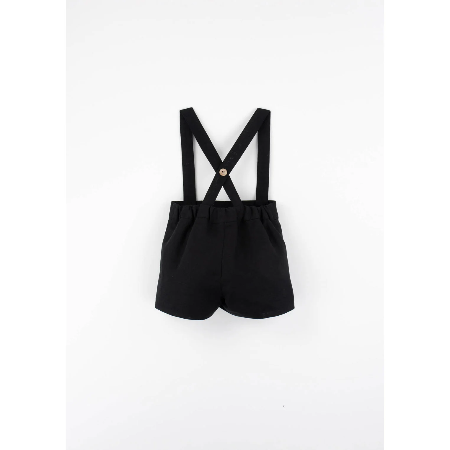 Popelin Black Linen Suspender Shorts - Image 3