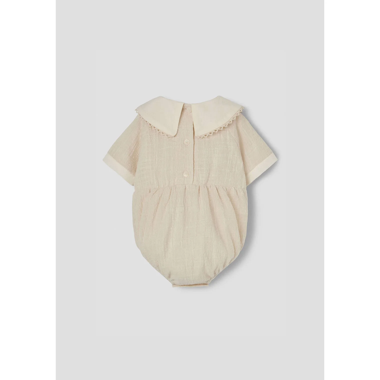 Popelin Off White Embroidered Collar Romper - Image 3