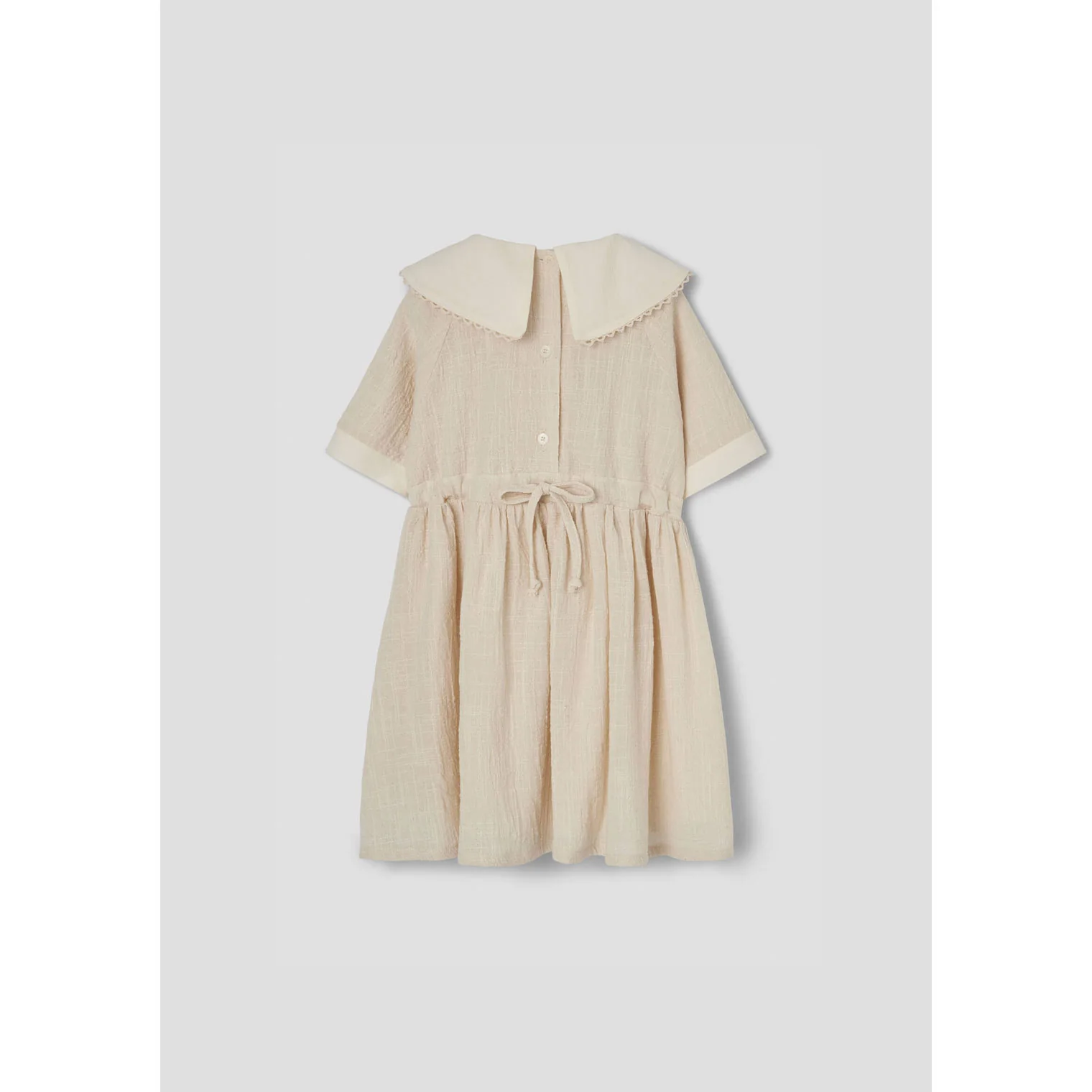 Popelin Off White Embroidered Short Dress - Image 3