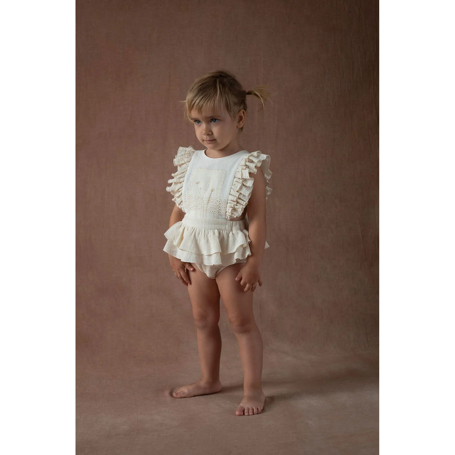 Popelin Off White Ruffle Romper - Image 2