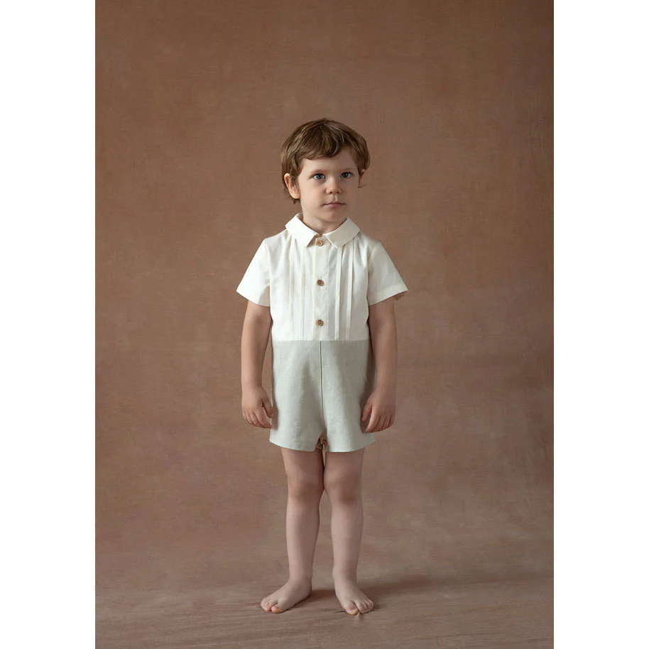 Popelin Sand Oxford Shirt Jumpsuit - Image 2