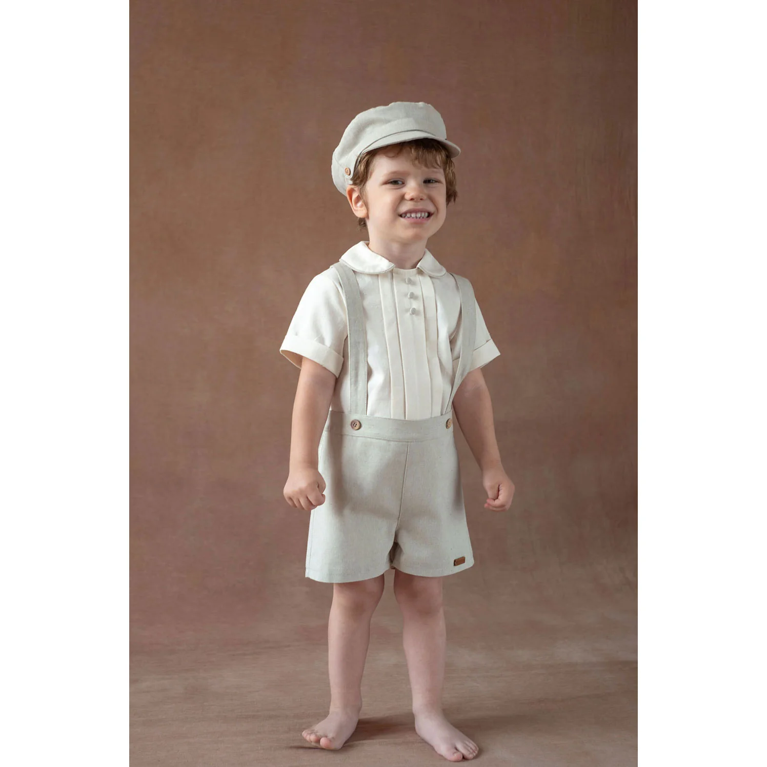 Popelin Sand Oxford Suspender Shorts - Image 2