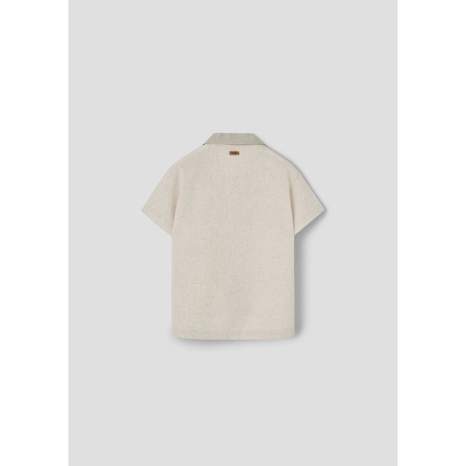 Popelin Sand Waffle Lapel Collar Shirt - Image 3