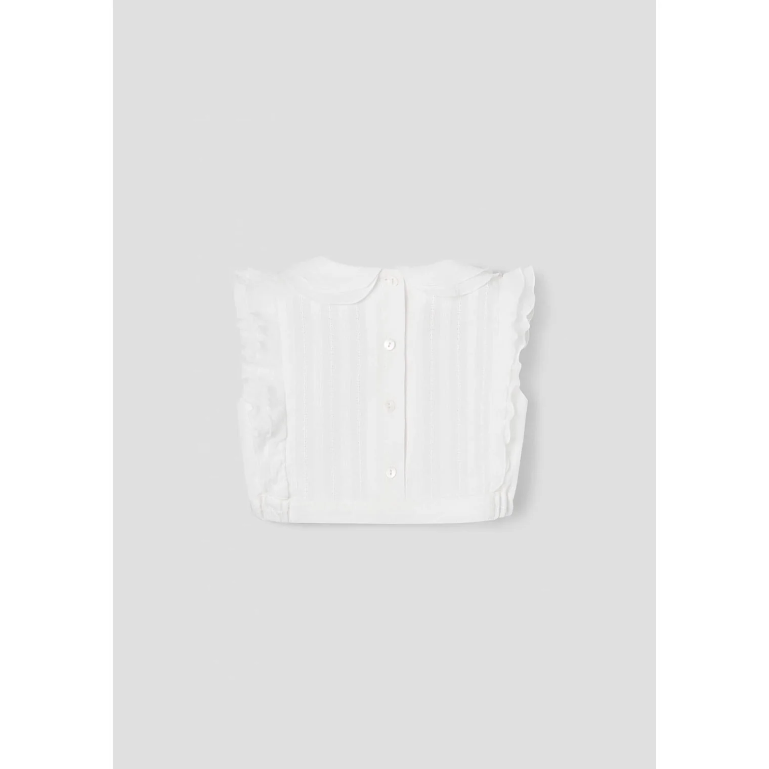 Popelin White Collar Ruffle Top - Image 3