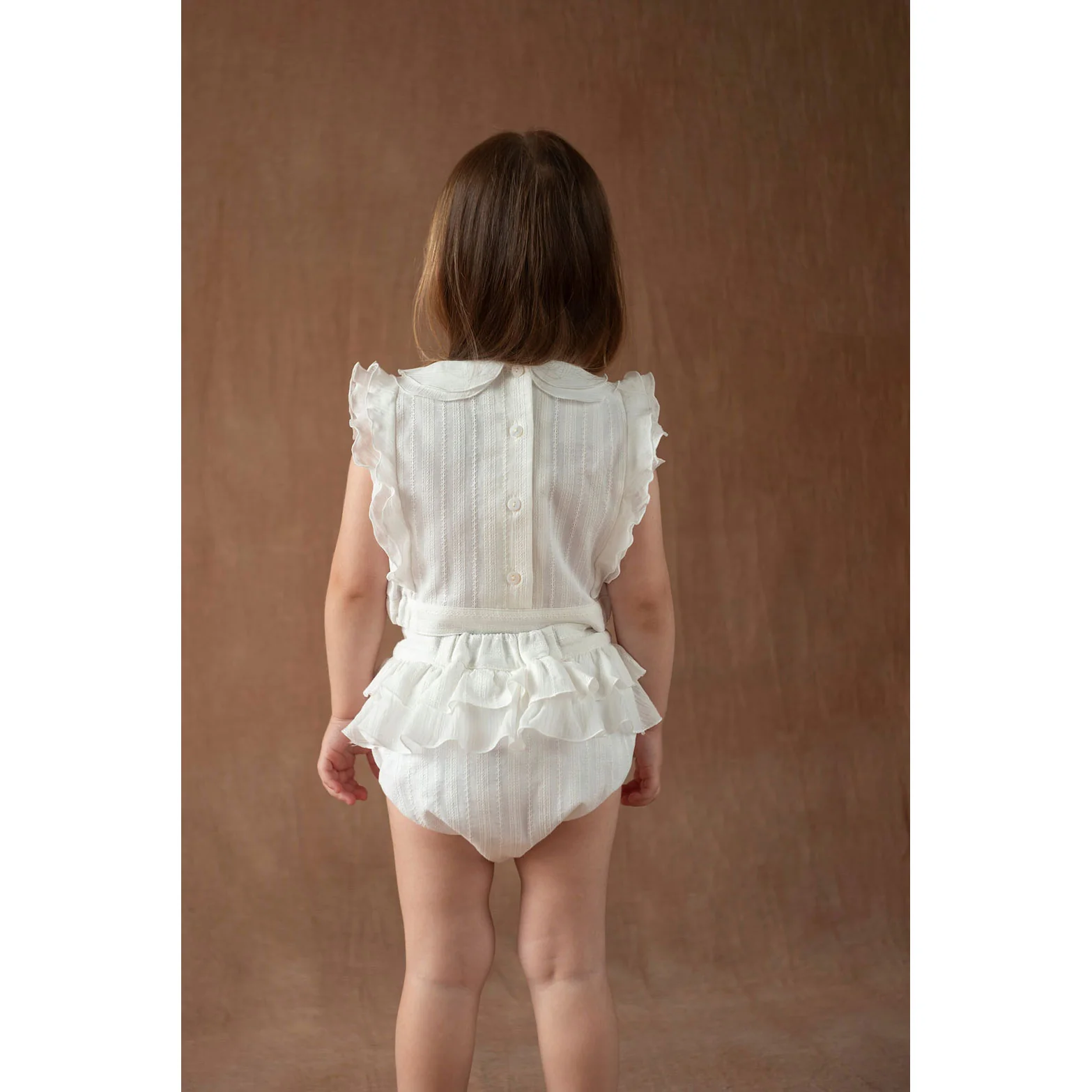 Popelin White Collar Ruffle Top - Image 4