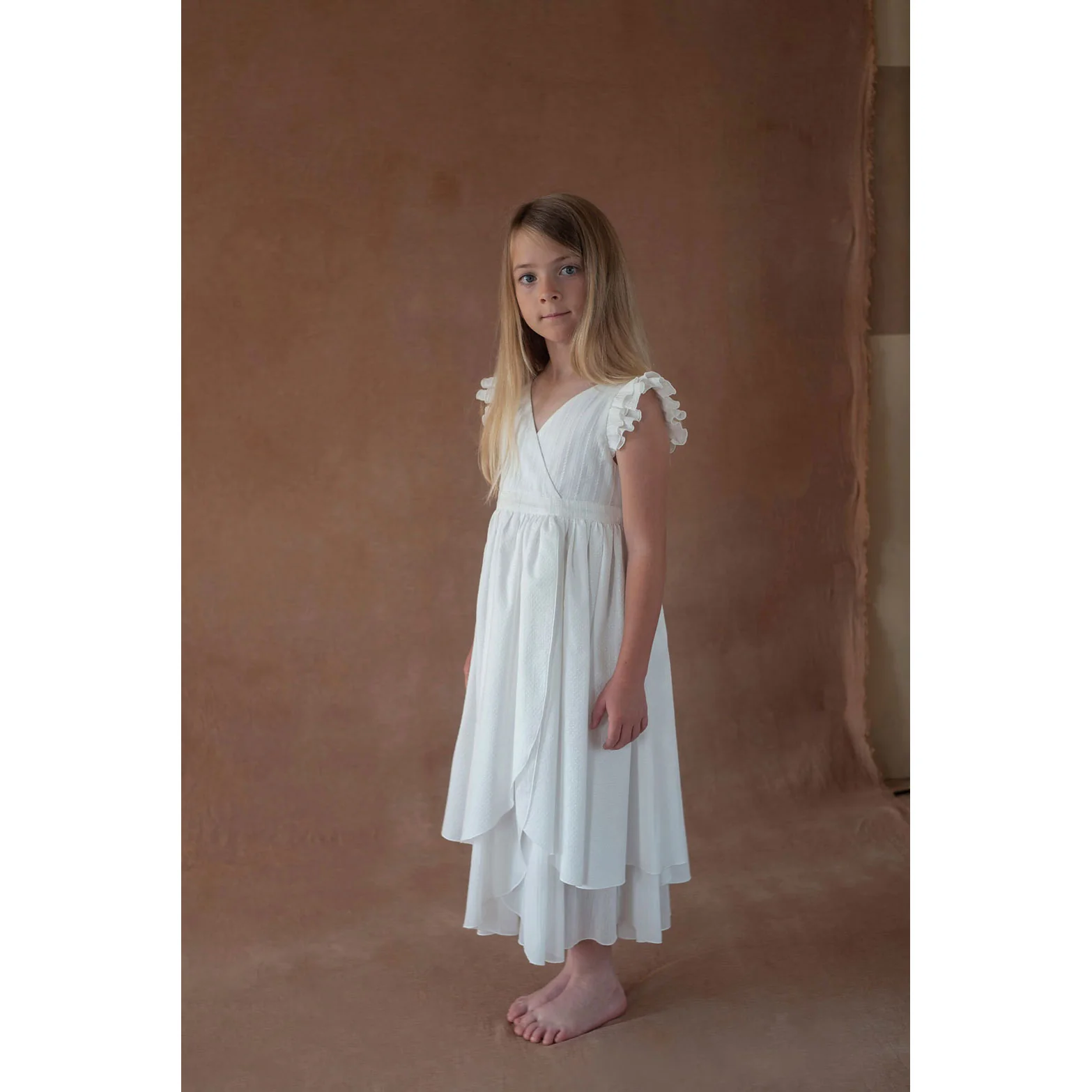 Popelin White Crossover Midi Dress - Image 2