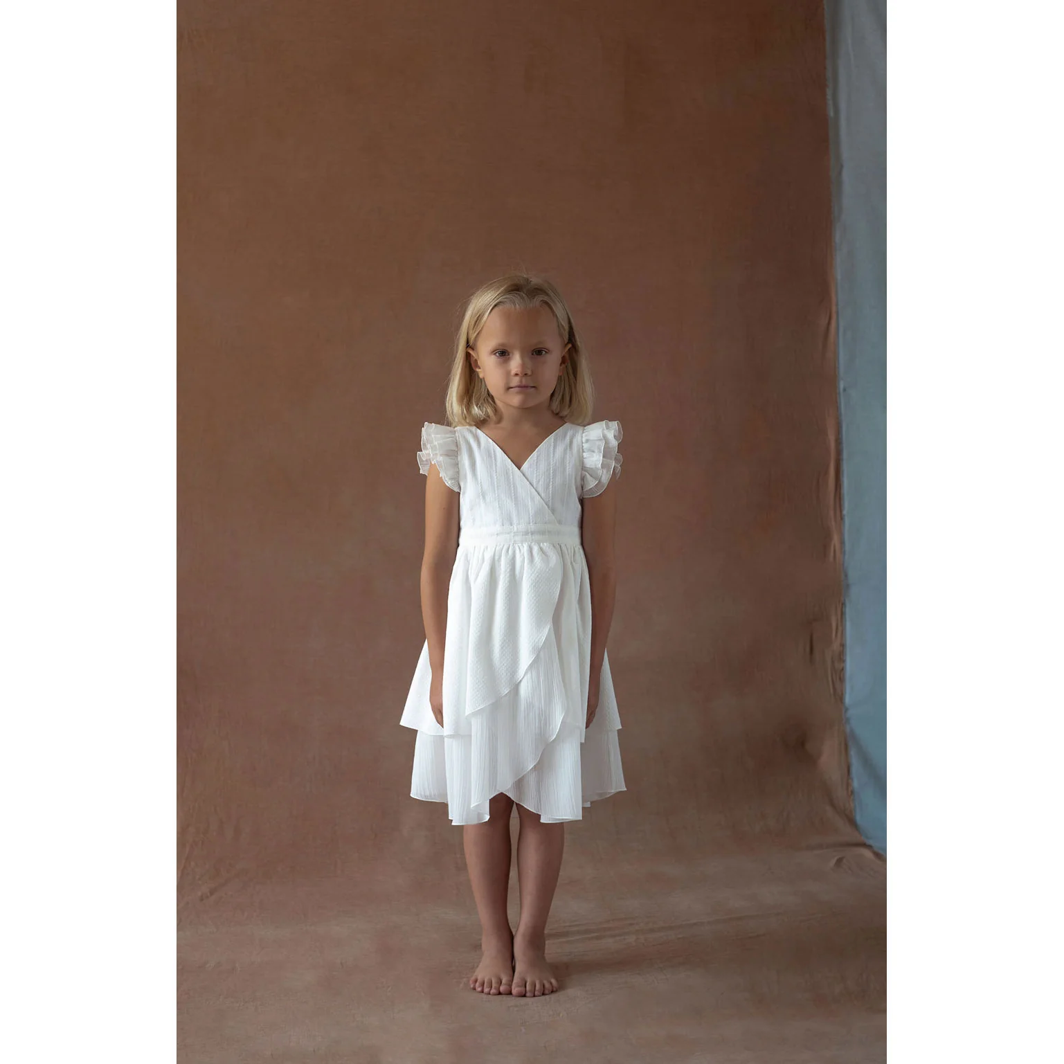 Popelin White Crossover Short Dress - Image 2