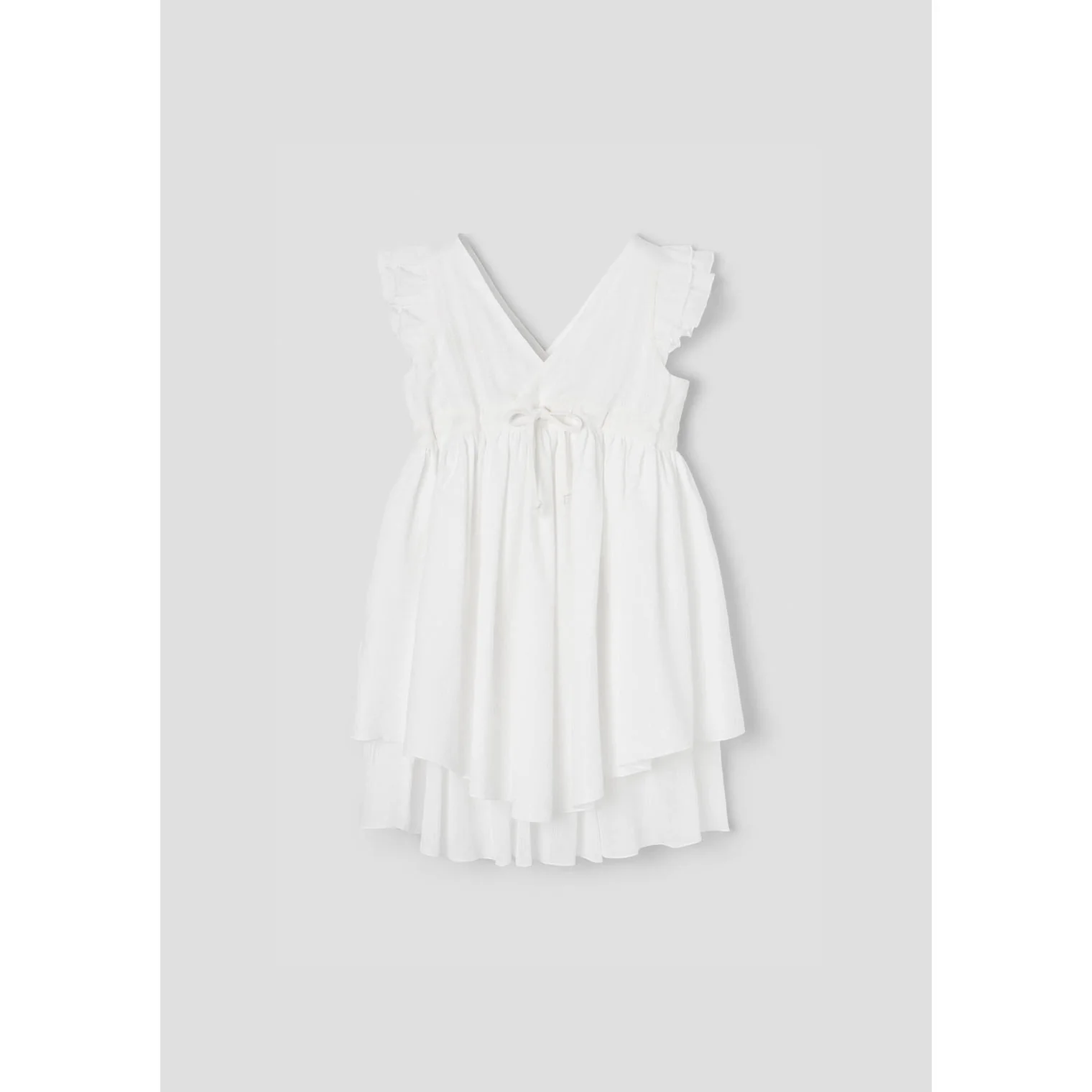 Popelin White Crossover Short Dress - Image 3