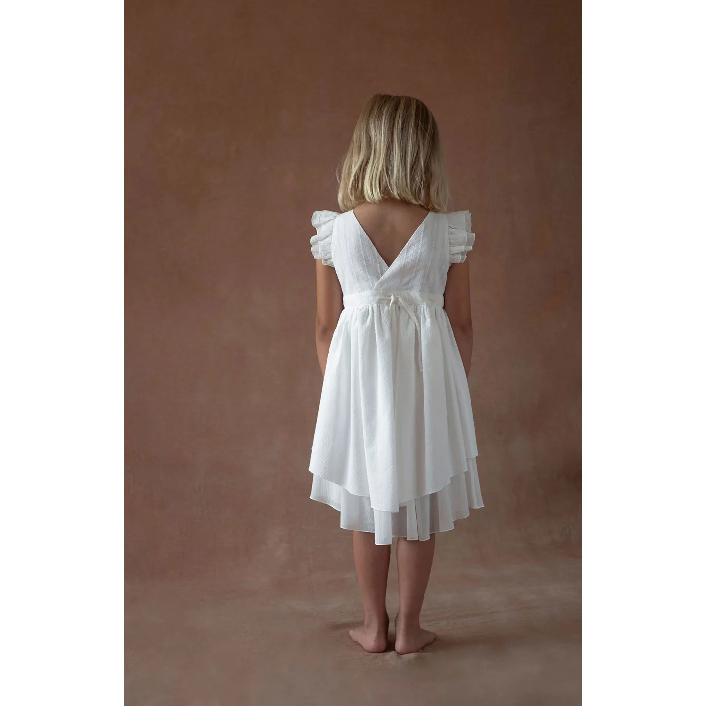 Popelin White Crossover Short Dress - Image 4