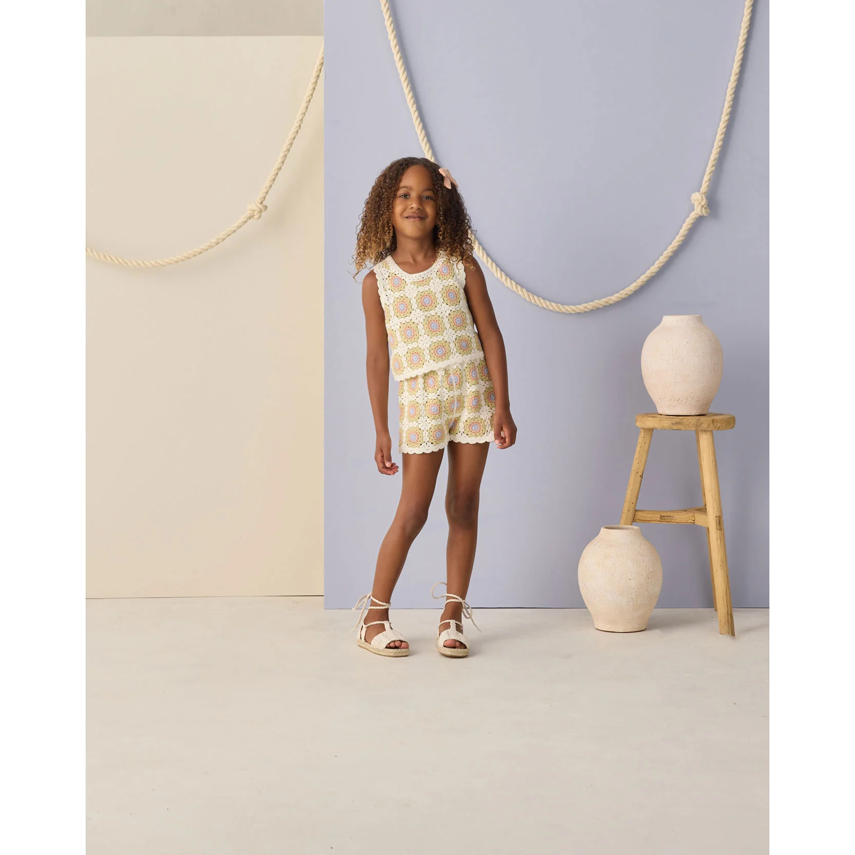 Rylee and Cru  Citron Daisy Check Crochet Tank Set - Image 2